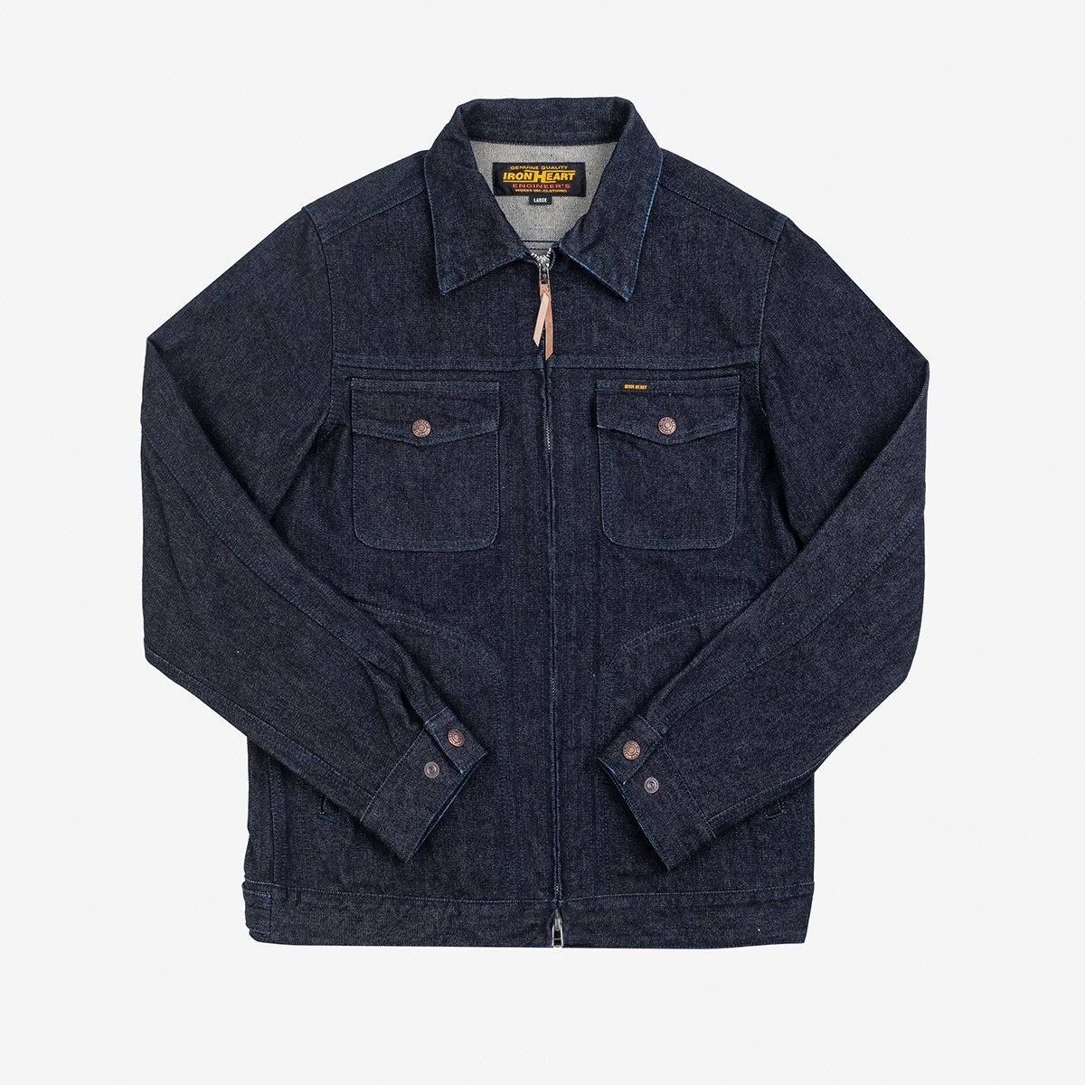 IHJ-122-IND 14oz Broken Twill Selvedge Denim Work Jacket - Indigo - 1