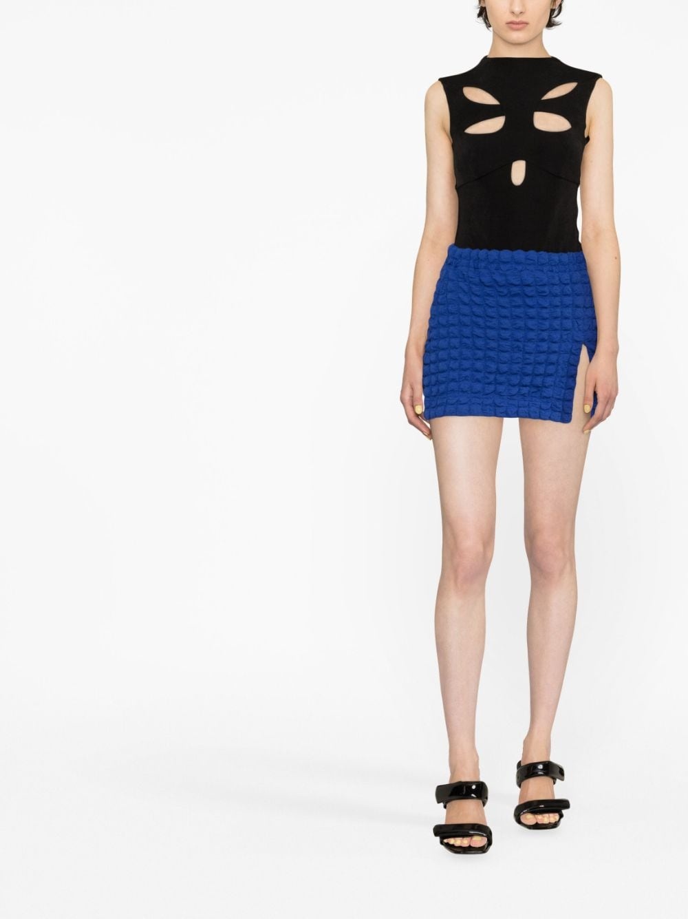 slit-detail textured mini skirt - 2