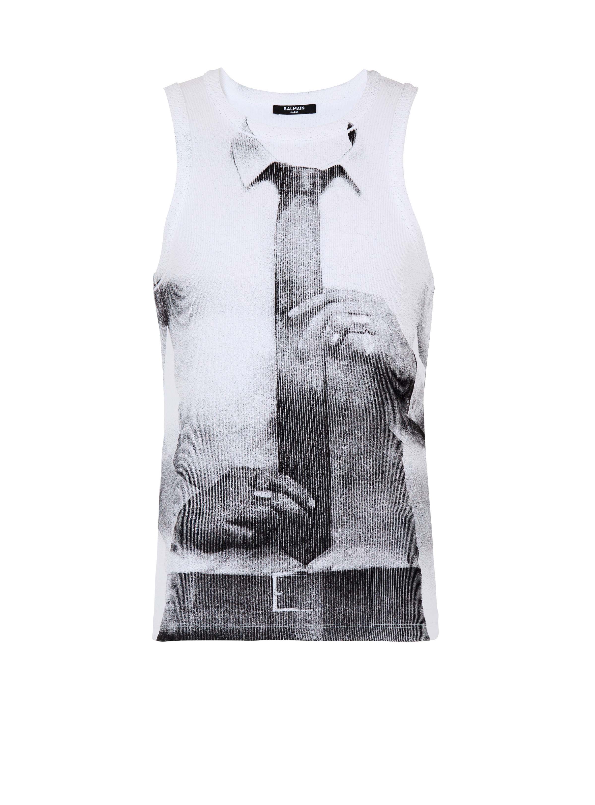 Ribbed tank top with Tie print - 1