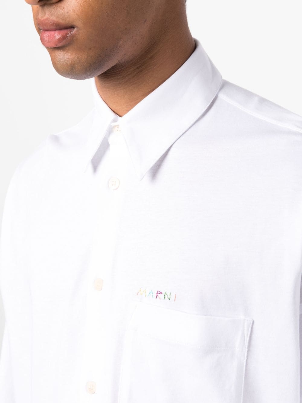 embroidered-logo cotton shirt - 5