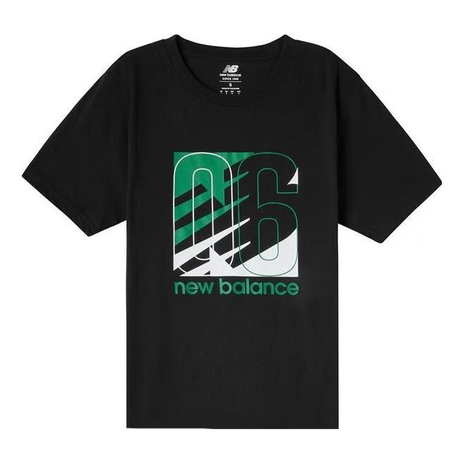 New Balance Printed Round Neck Tee 'Black Green' MT11909-BK - 1