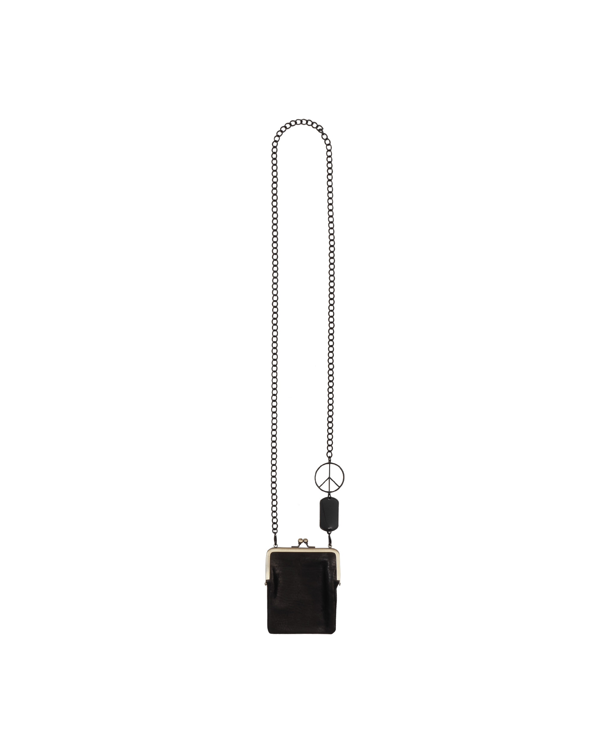 Leather Clasp Chain Pouch Black - 3