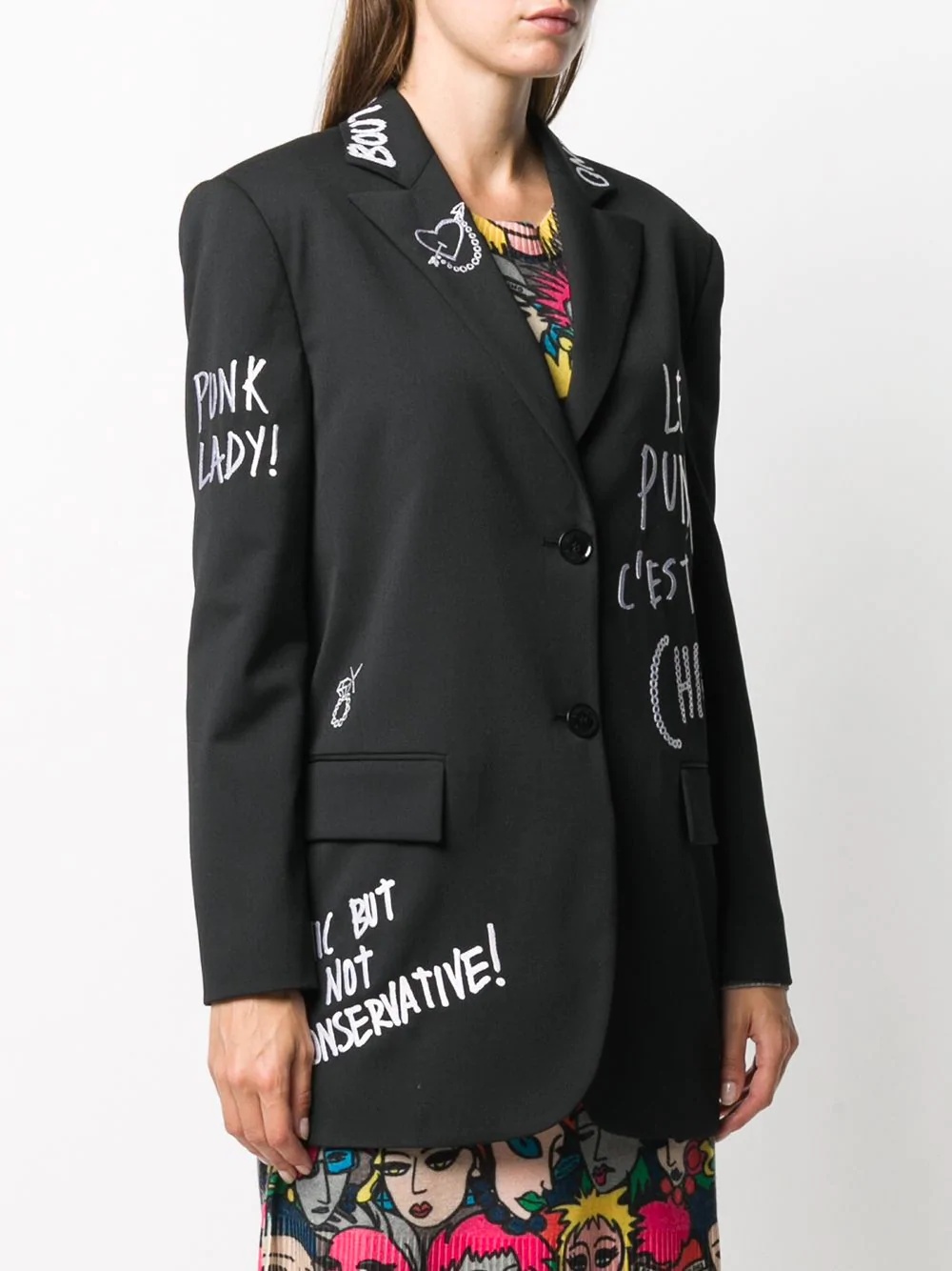 embroidered logo blazer - 3