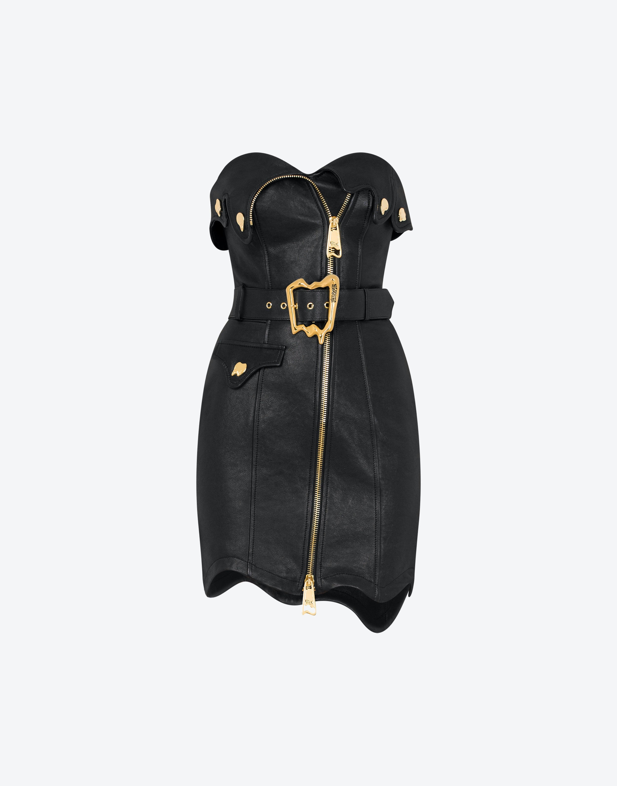 MORPHED EFFECT NAPPA LEATHER MINIDRESS - 1