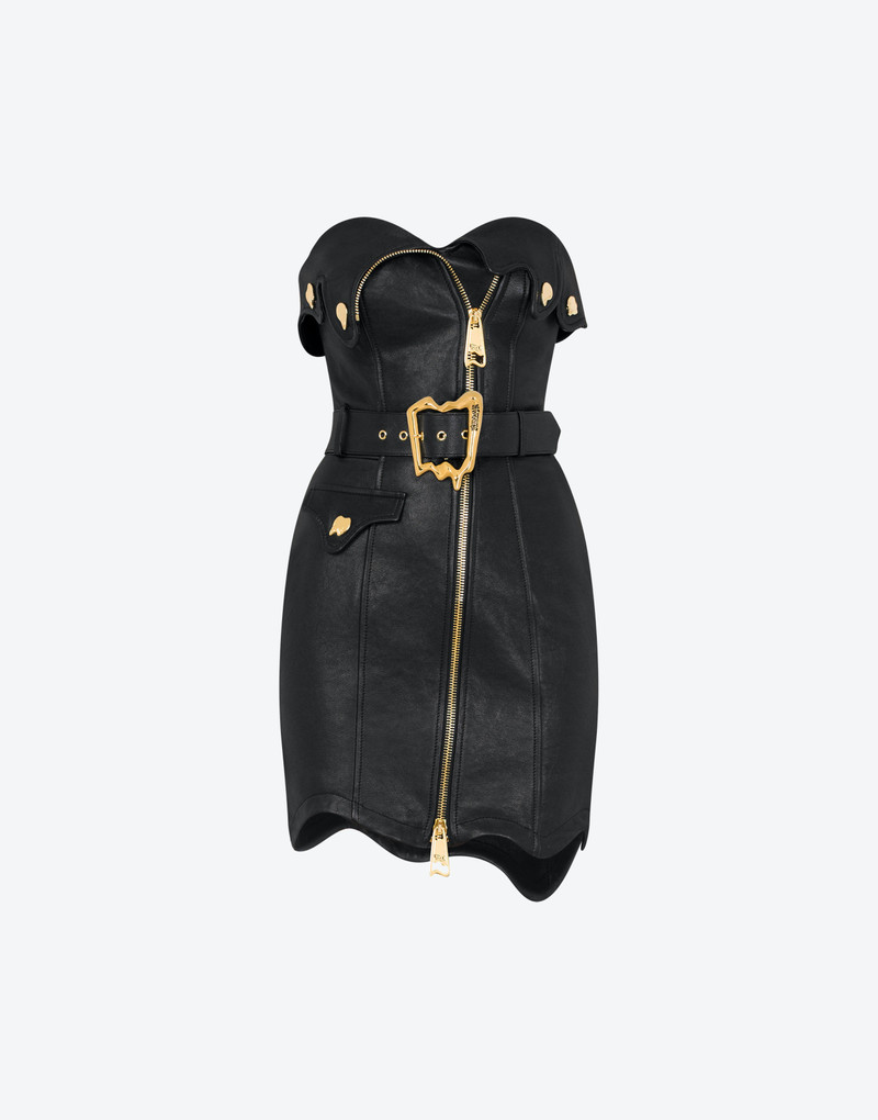 MORPHED EFFECT NAPPA LEATHER MINIDRESS 1