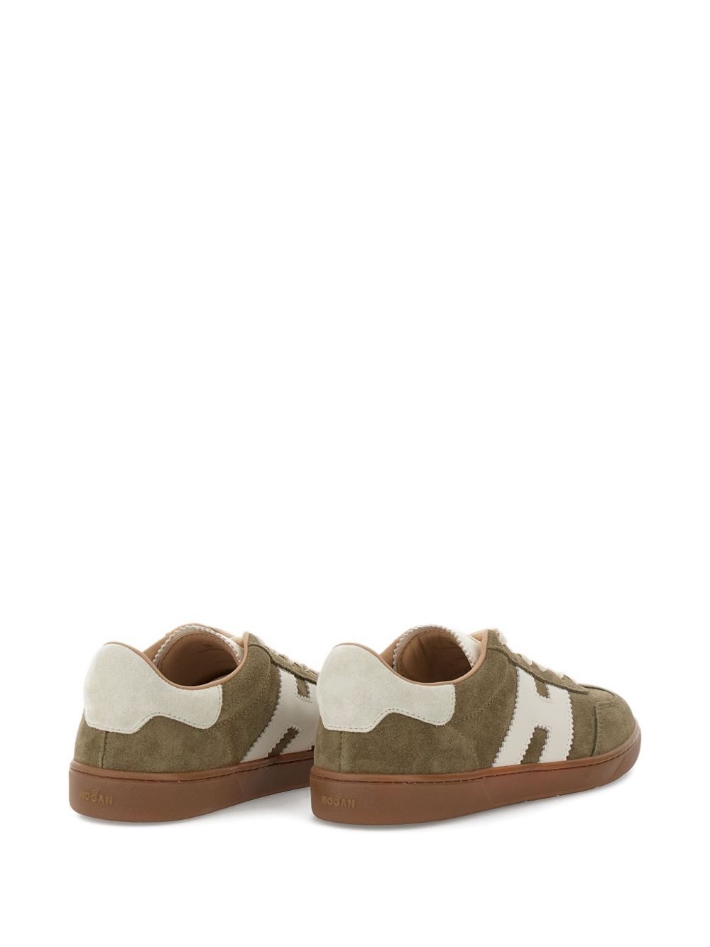 suede-panels leather H-logo sneakers - 3
