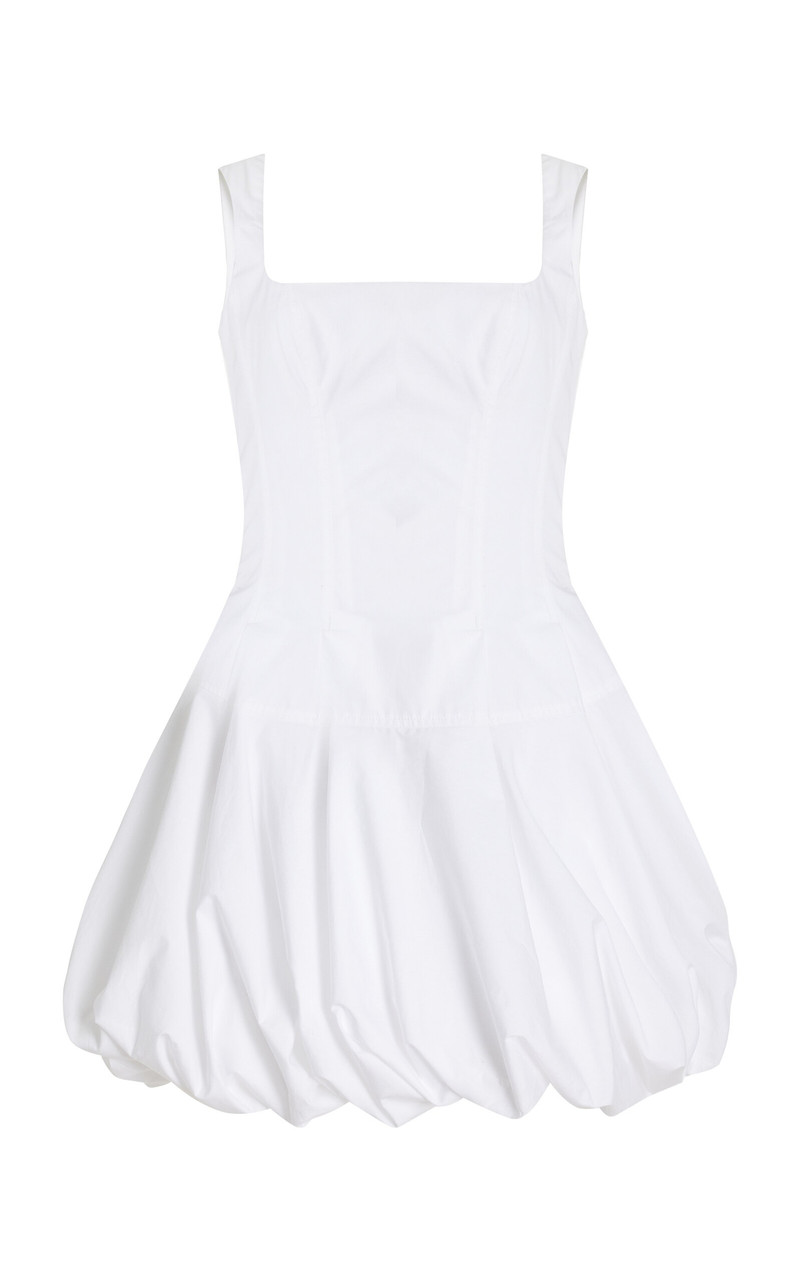 Juni Bubble-Hem Cotton-Blend Corset Mini Dress white - 1