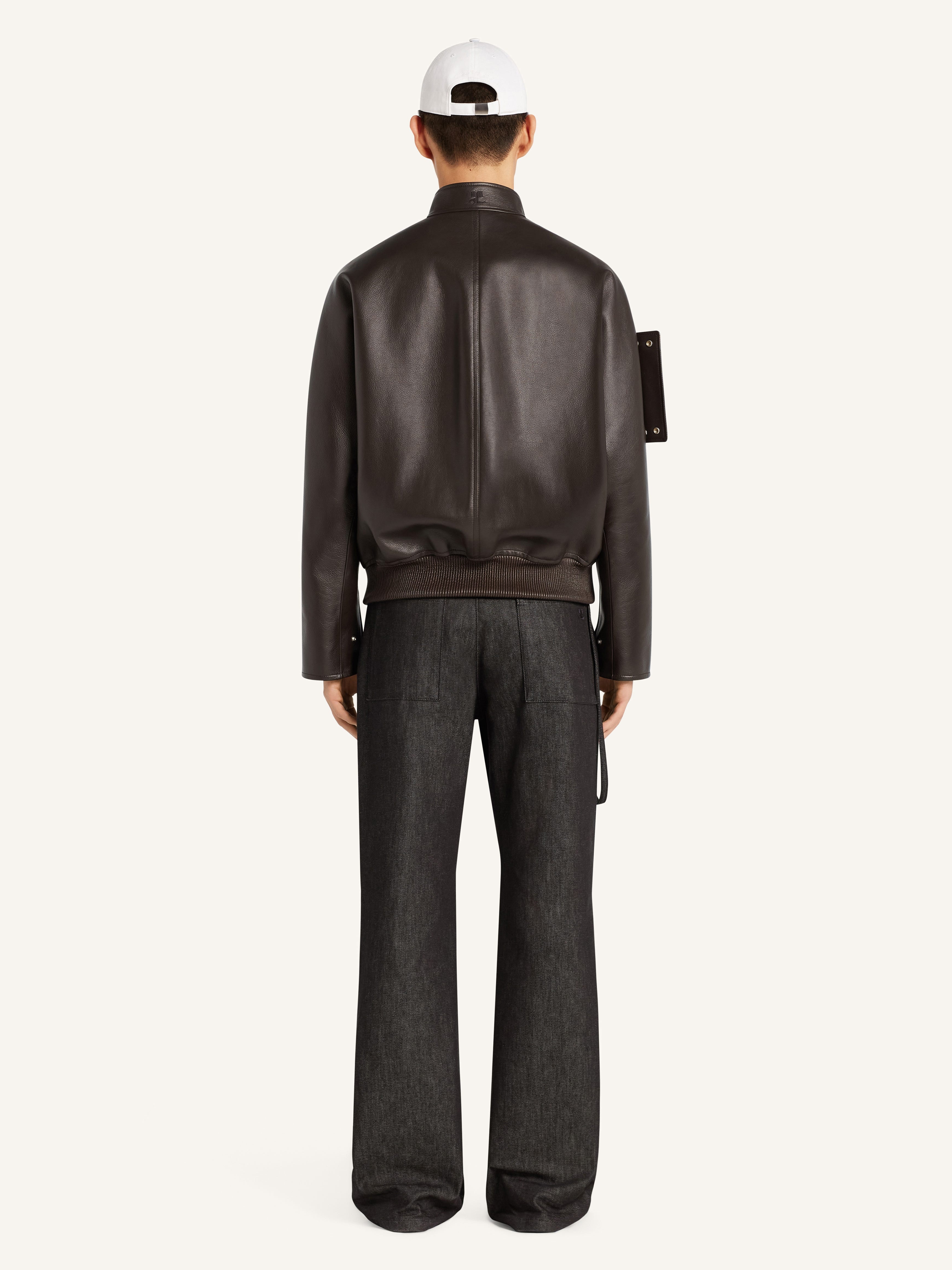 EMBROIDERED LEATHER BOMBER JACKET - 4