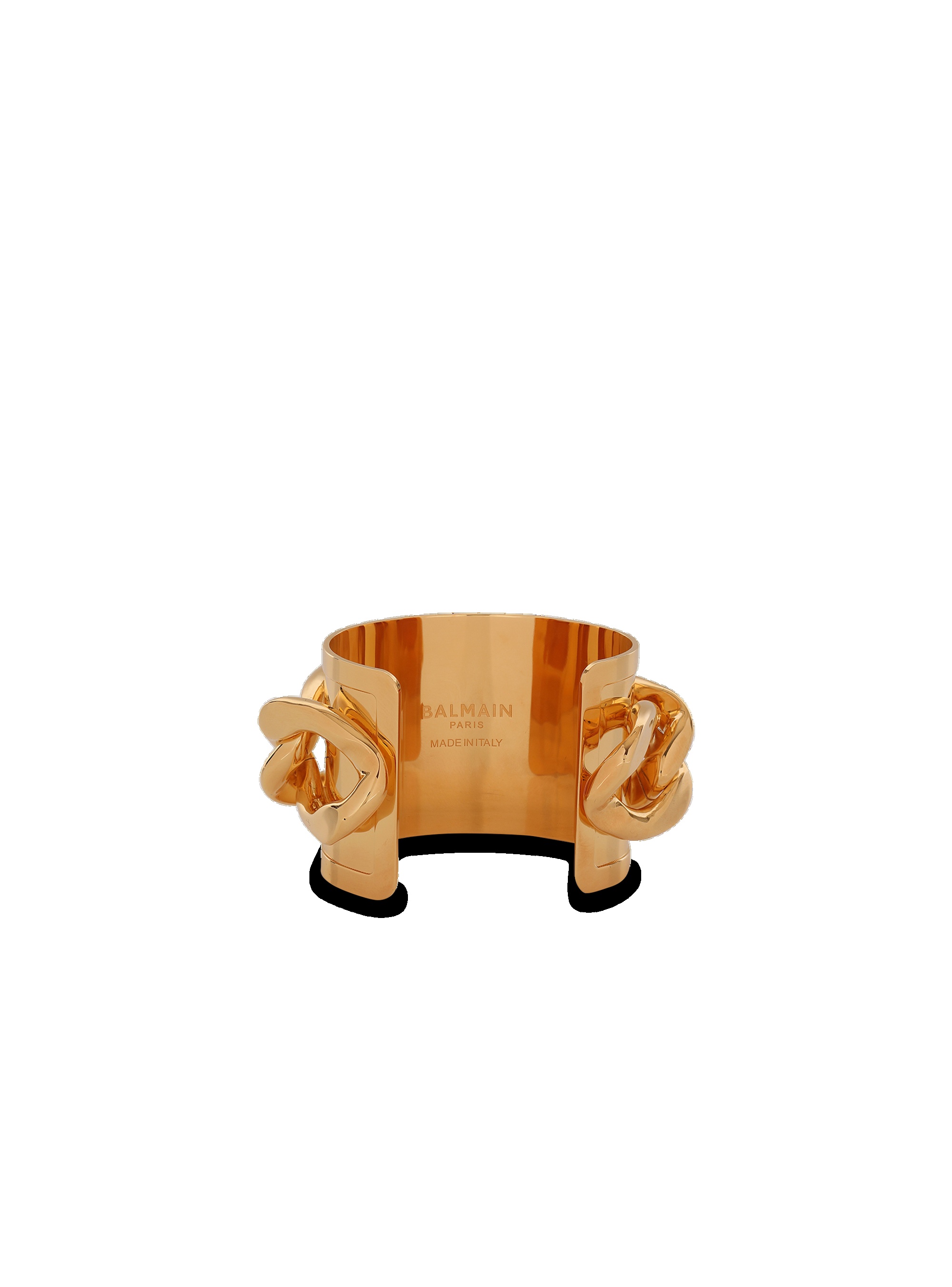 Gold-tone brass cuff bracelet with chain - 3
