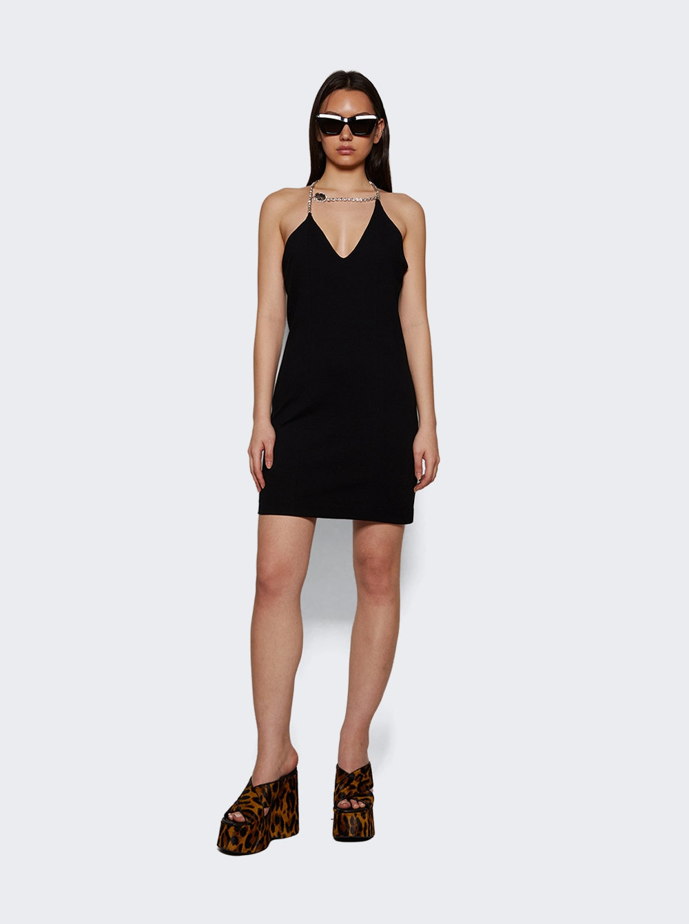 Crystal Halter Mini Dress Black - 5