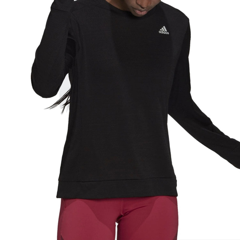 adidas (WMNS) adidas Cooler Long Sleeve Running T-Shirt Asia Sizing 'Black' GK3764 outlook
