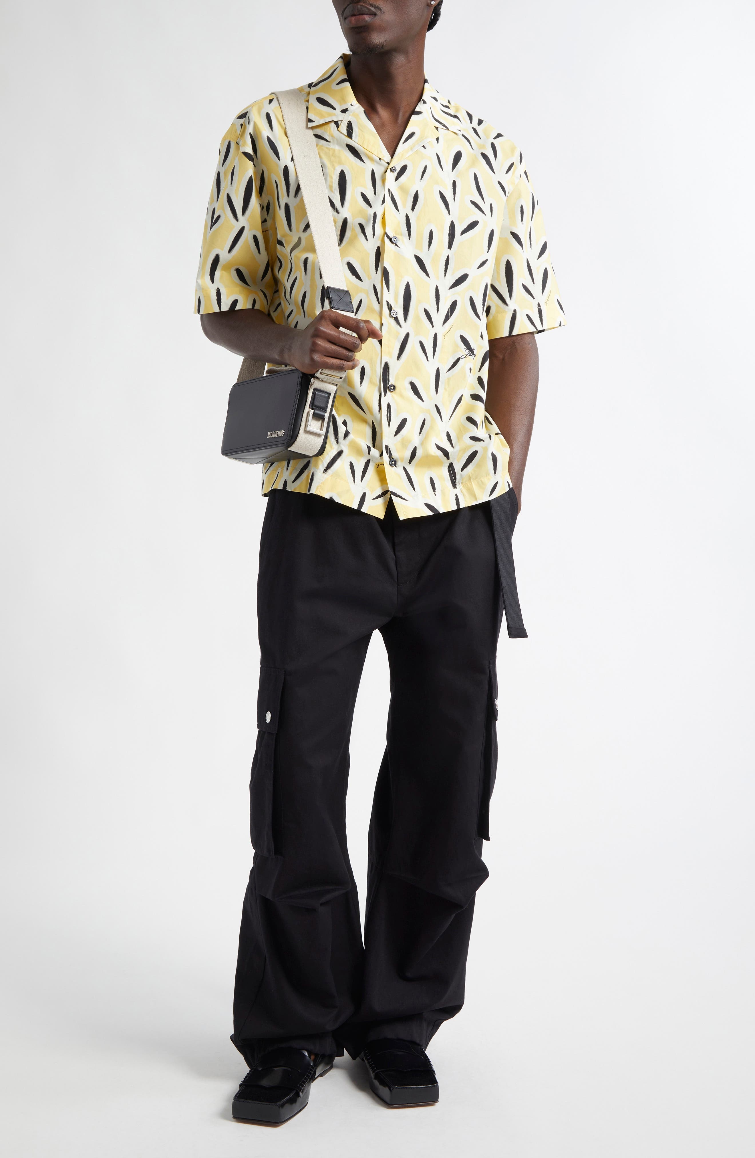 Jacquemus La Chemise Jean Button-Up Shirt in Print Yellow/Black at Nordstrom - 2