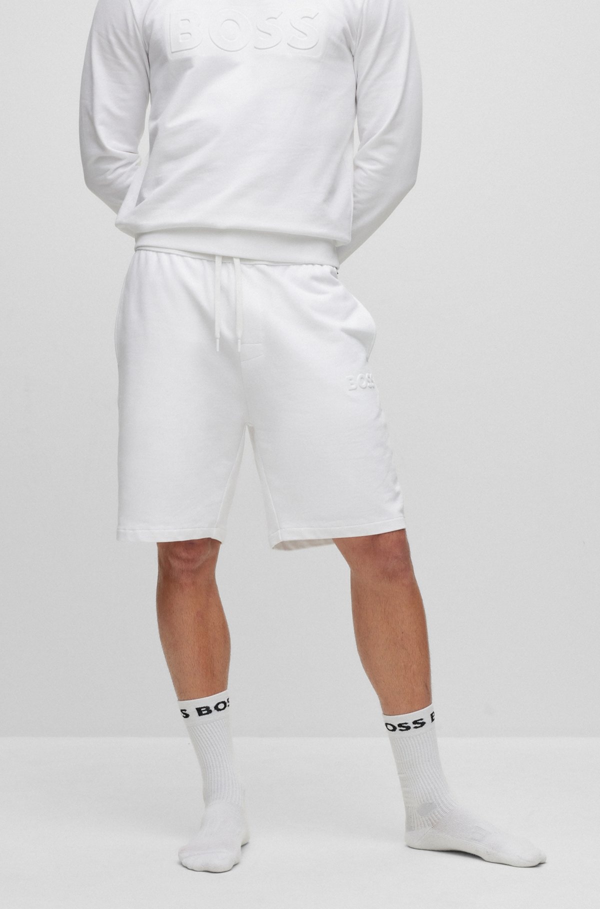 COTTON-TERRY LOUNGEWEAR SHORTS WITH EMBOSSED LOGO - 2