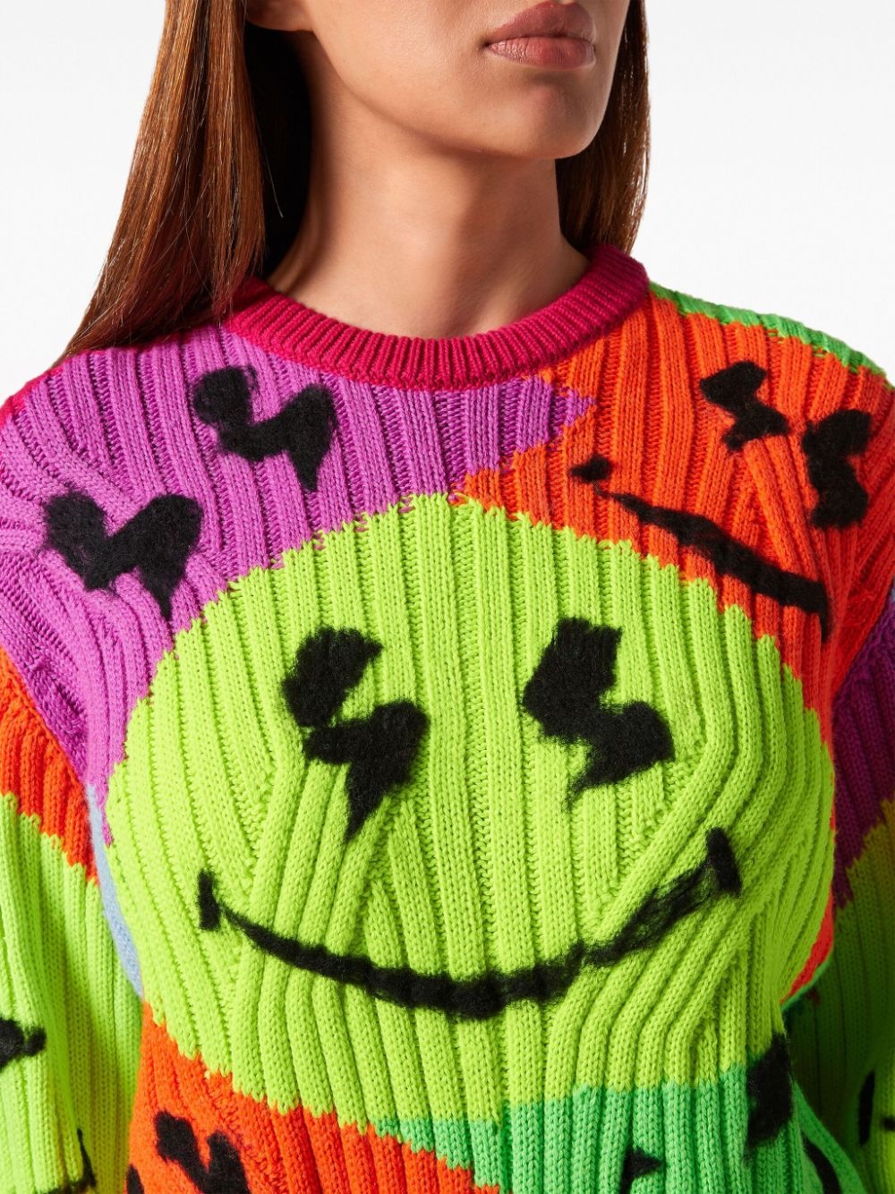 smile-intarsia ribbed-knit jumper - 5