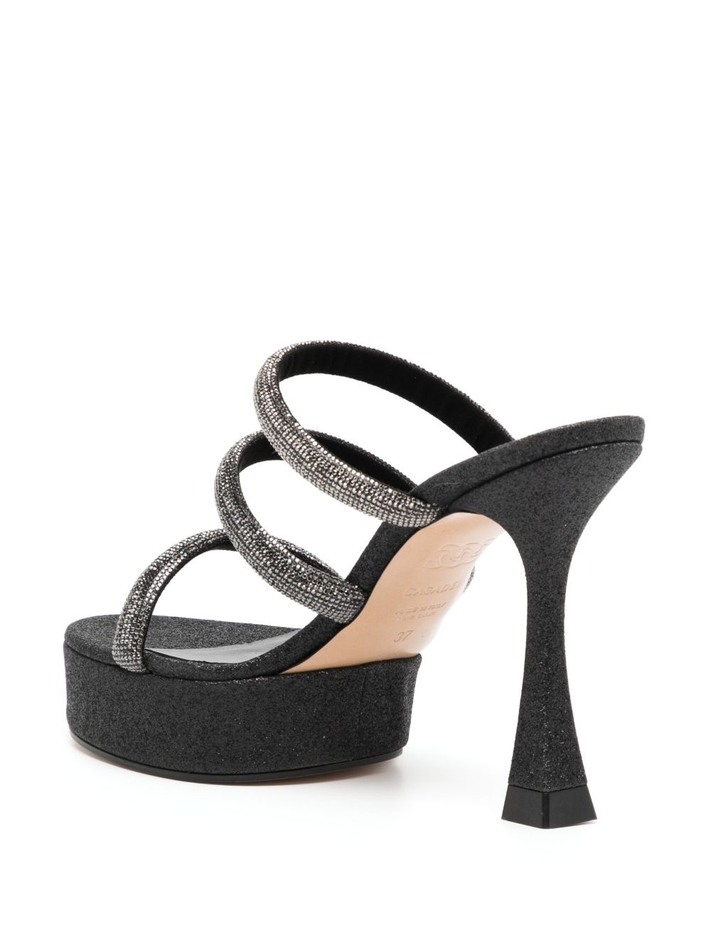 rhinestone-strap heeled mule sandals - 3