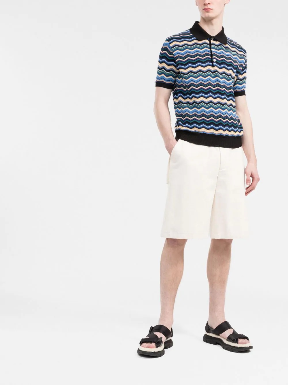 zigzag woven polo shirt - 2