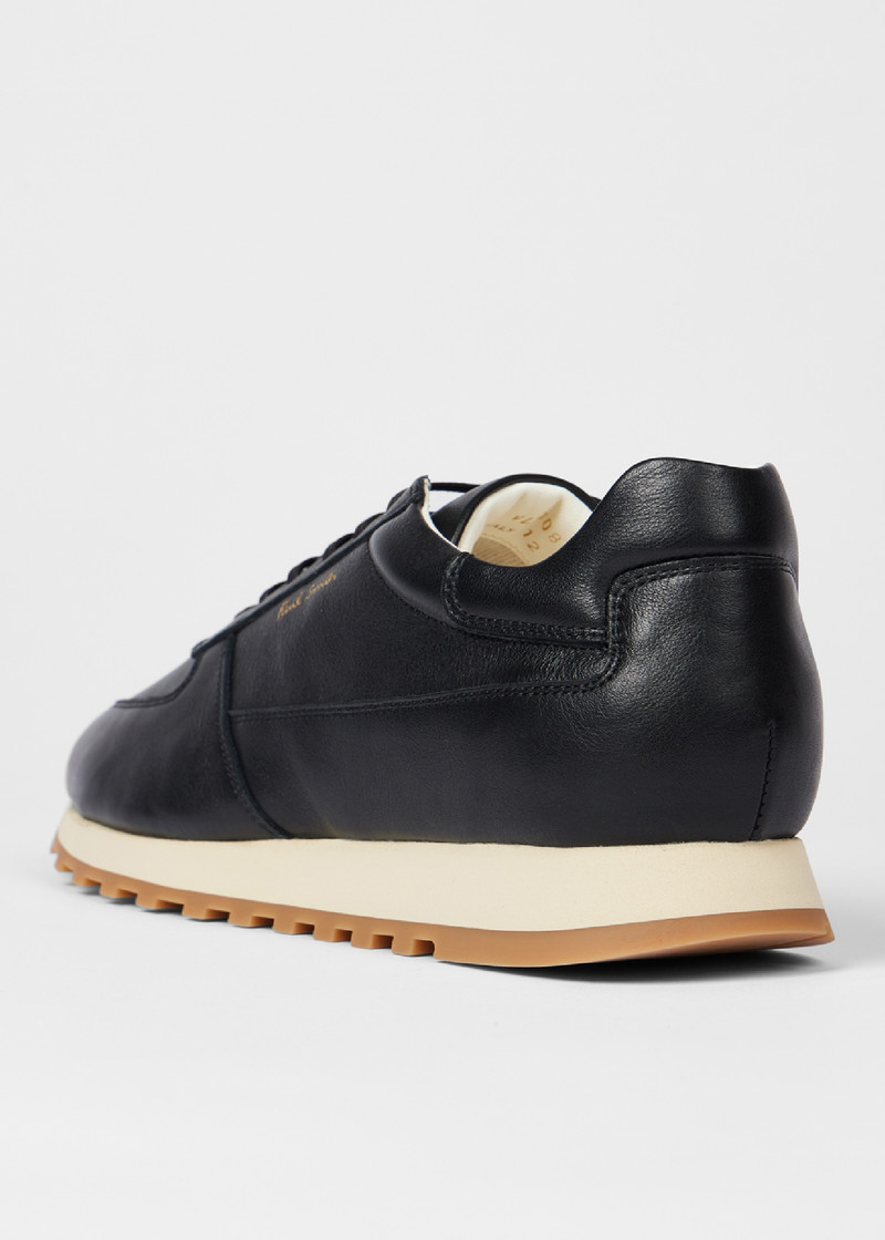 Women's Black 'Velo' Leather Retro Trainers 3