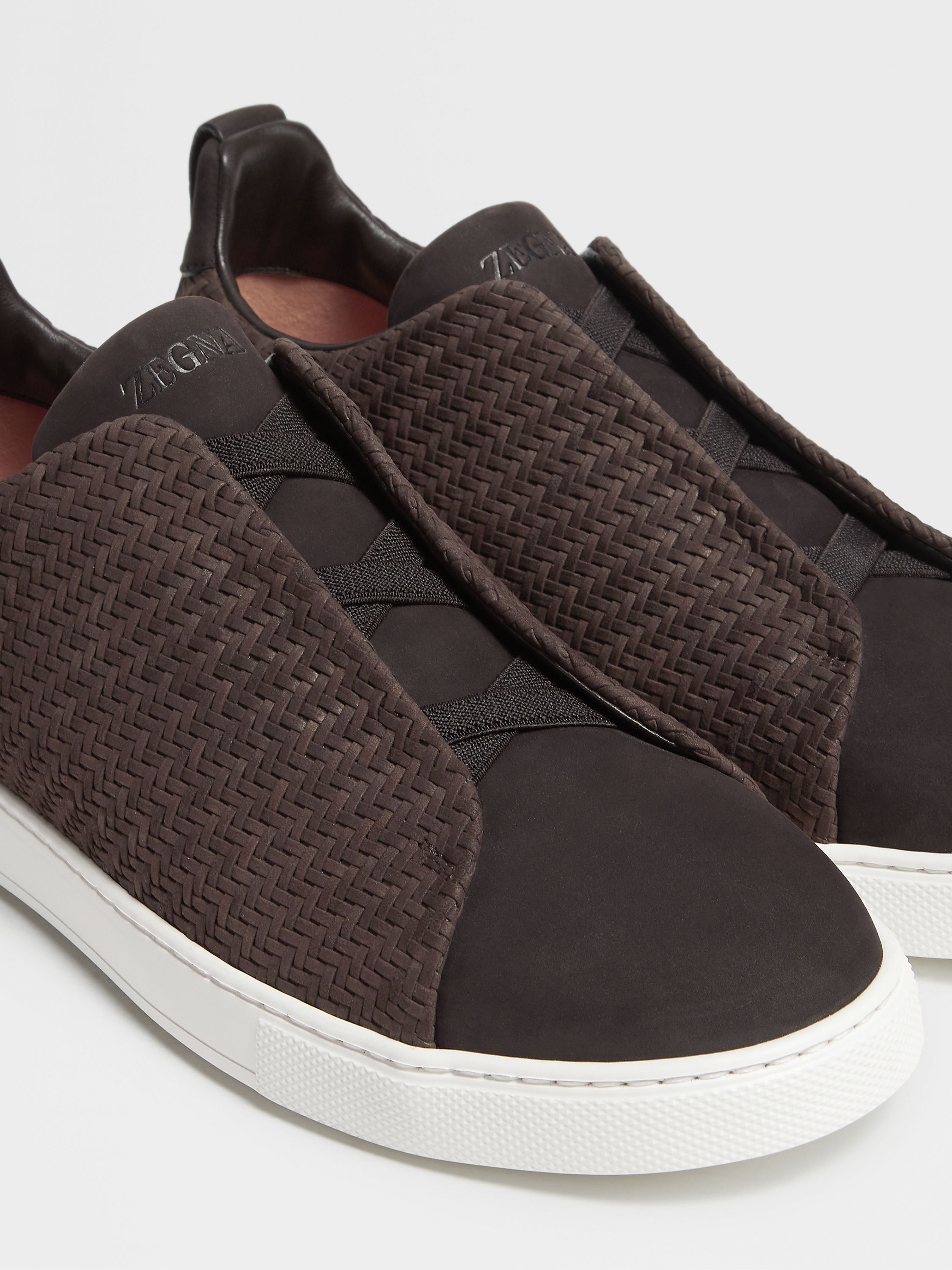 DARK BROWN PELLETESSUTA™ NUBUCK TRIPLE STITCH™ SNEAKERS - 2