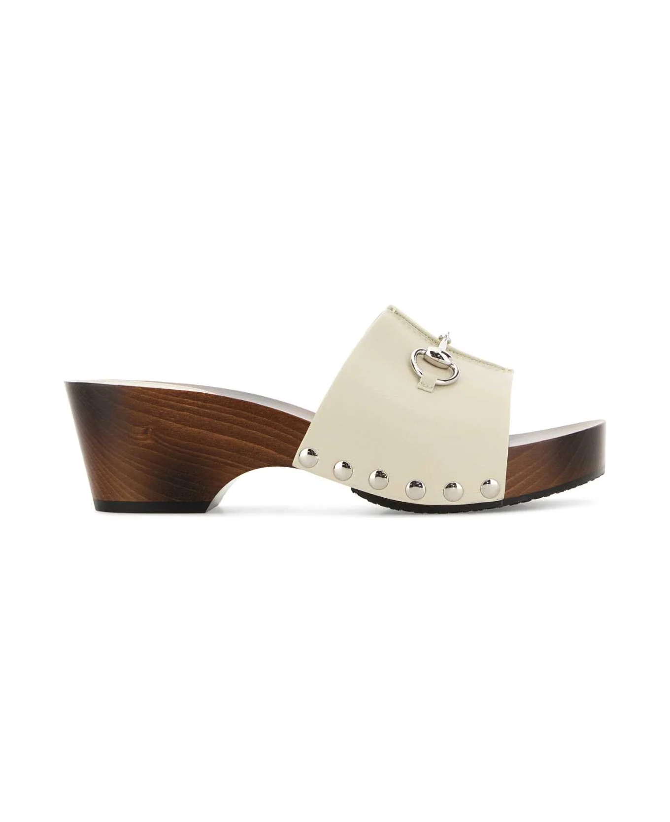 Ivory Leather Wedges - 1