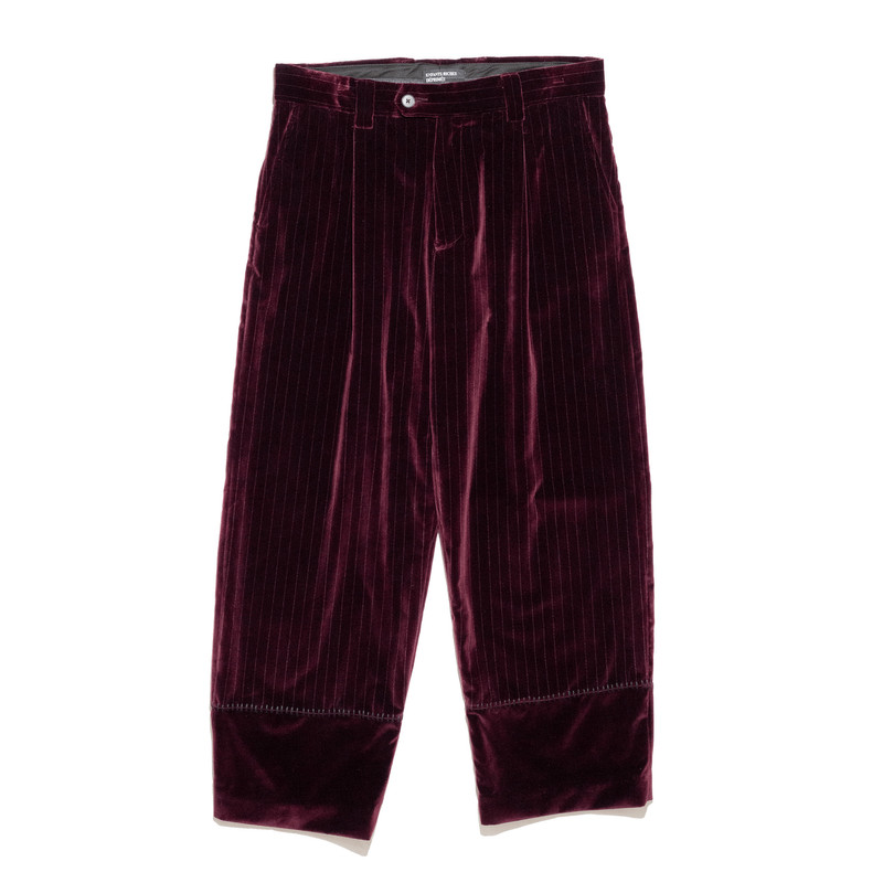VELVET STRIPE CARROT LEG TROUSERS 1