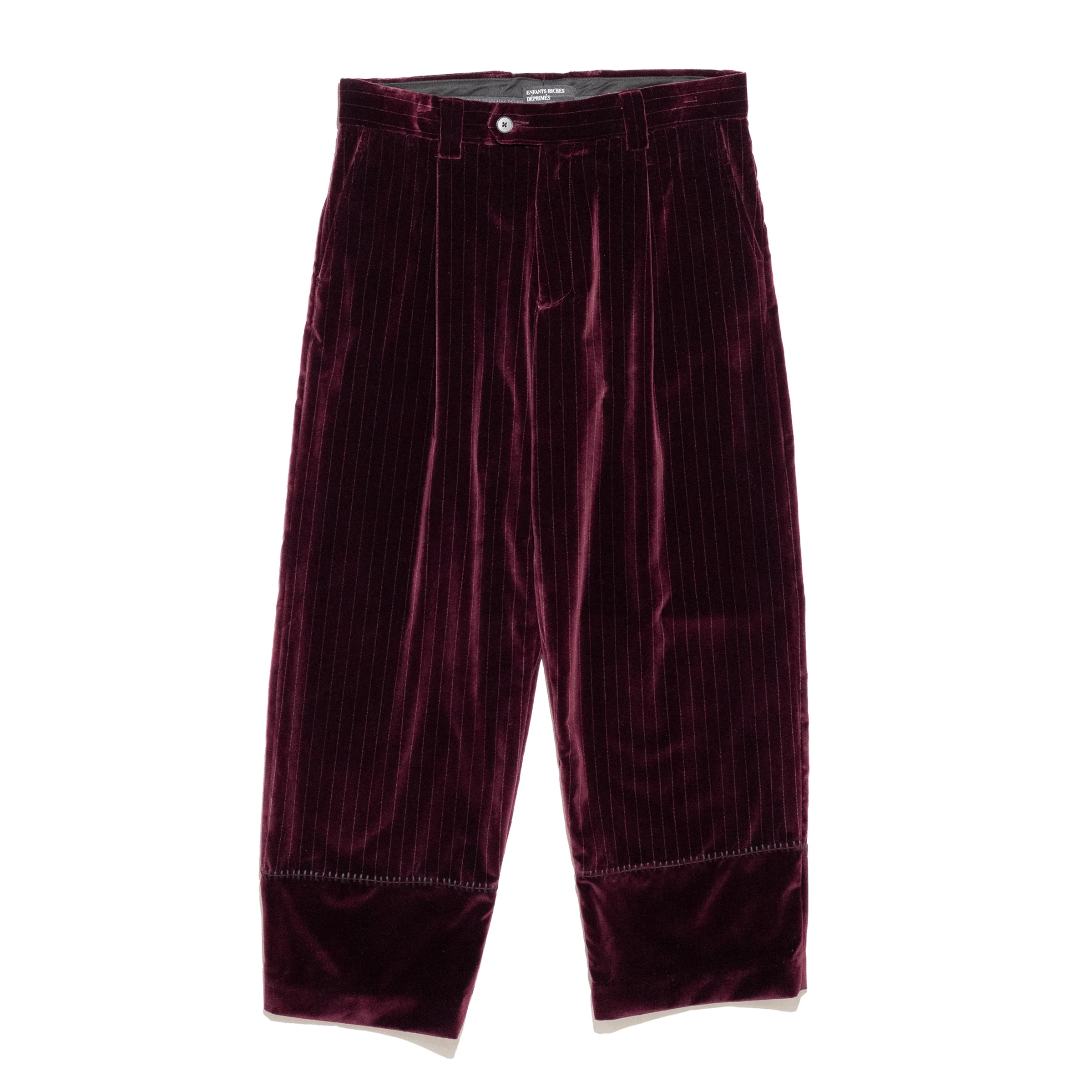 VELVET STRIPE CARROT LEG TROUSERS - 1