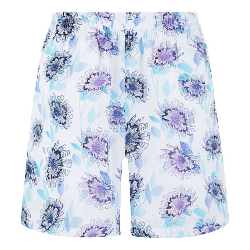 Women Linen Bermuda Flash Flowers 1