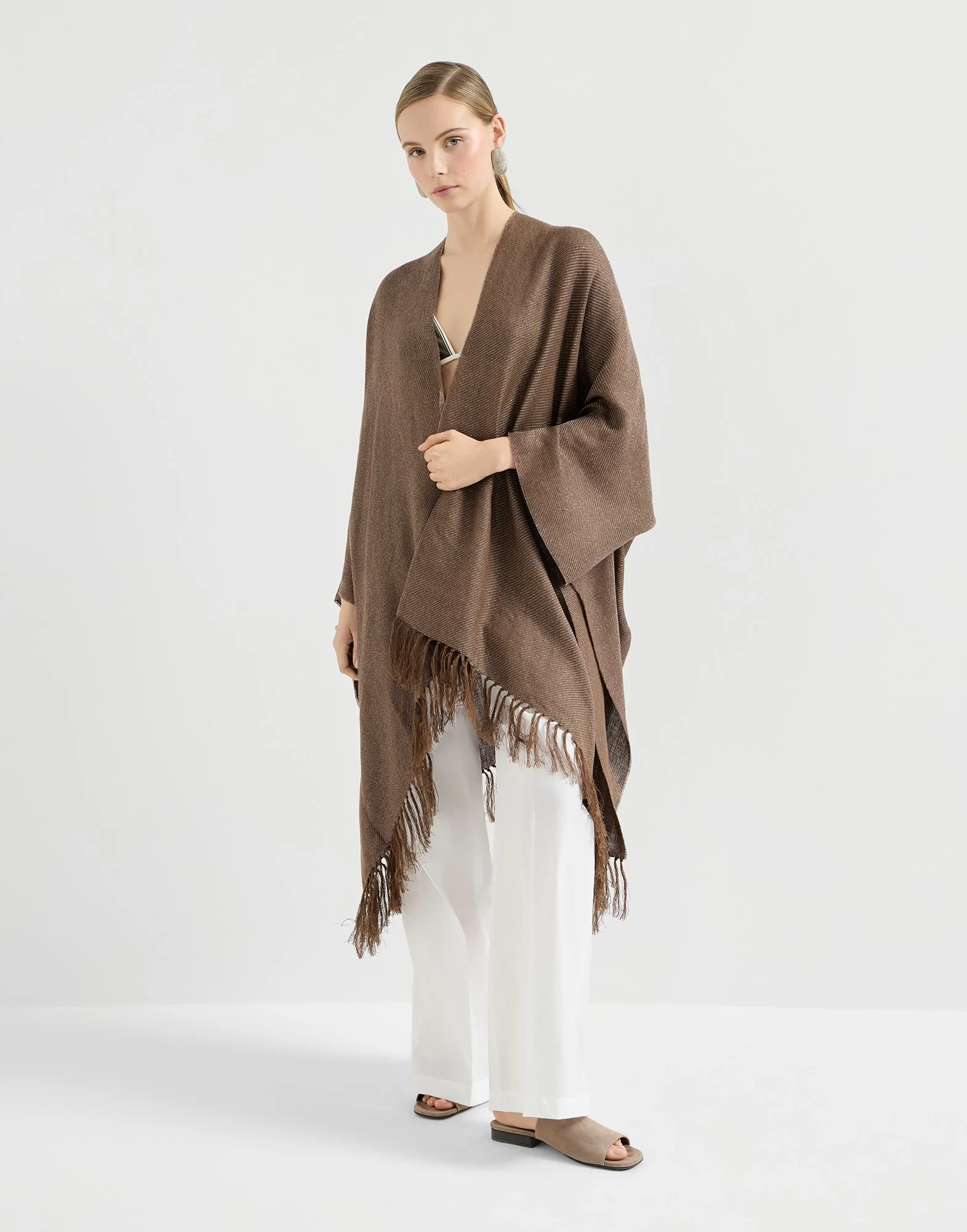 Sparkling linen cover poncho - 1