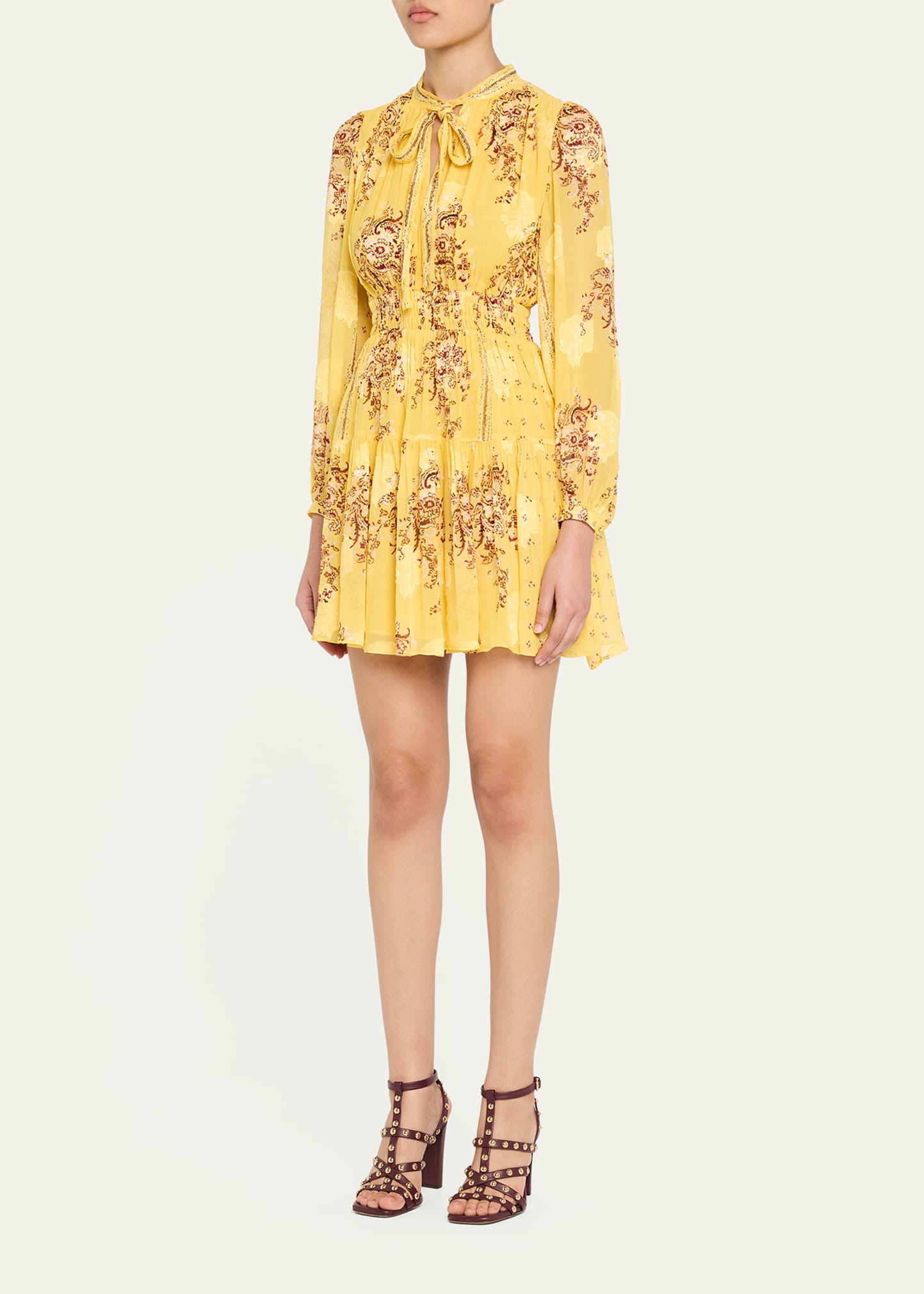 Maris Necktie Long-Sleeve Mini Dress - 4