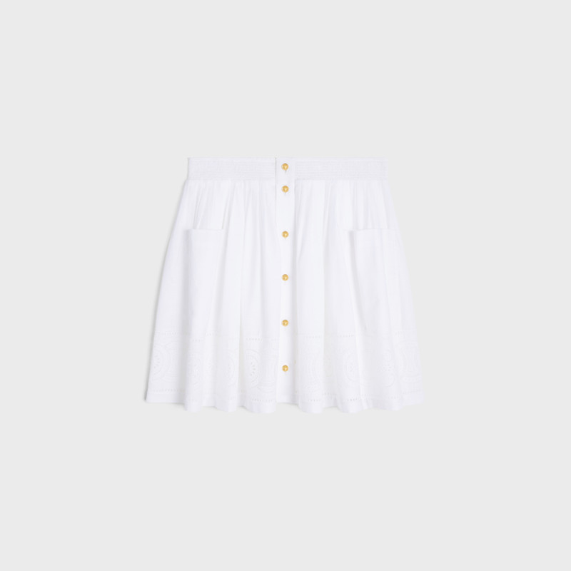 embroidered smocked skirt in cotton batiste 1