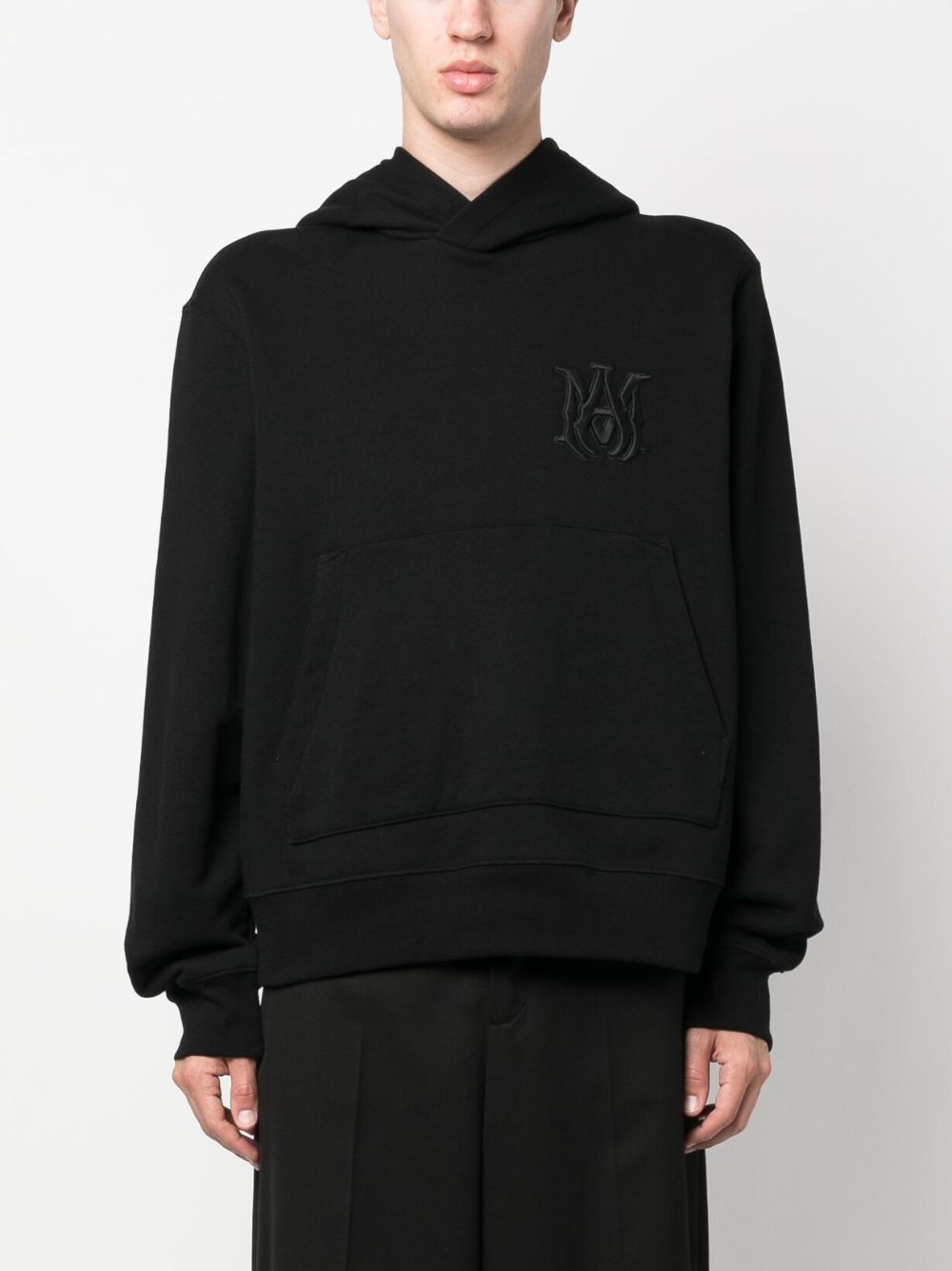 logo-embroidered cotton hoodie - 3
