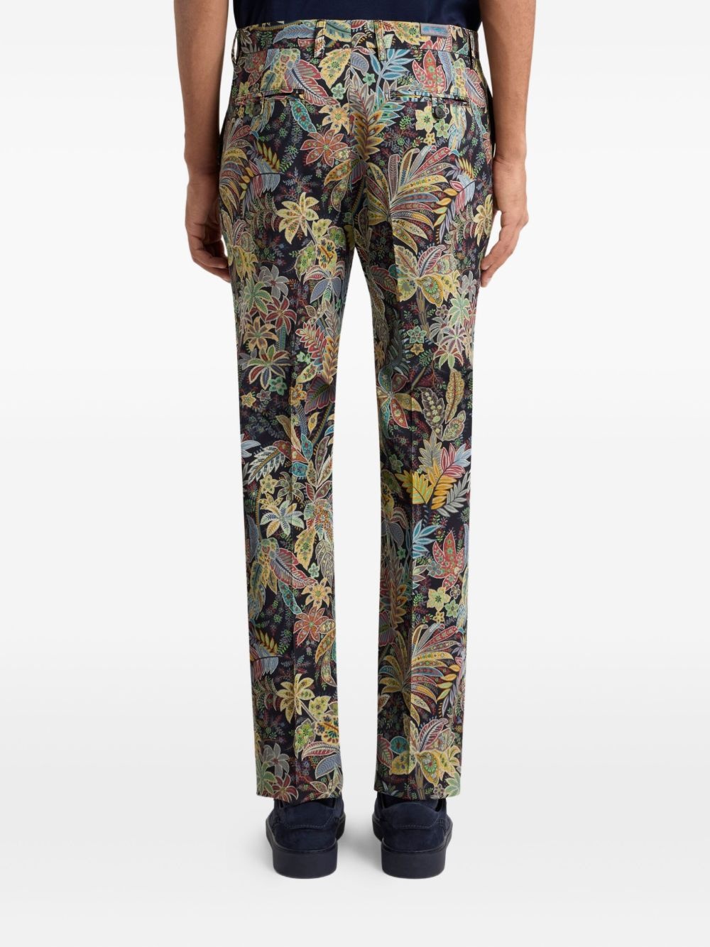 botanical-print gabardine trousers - 4