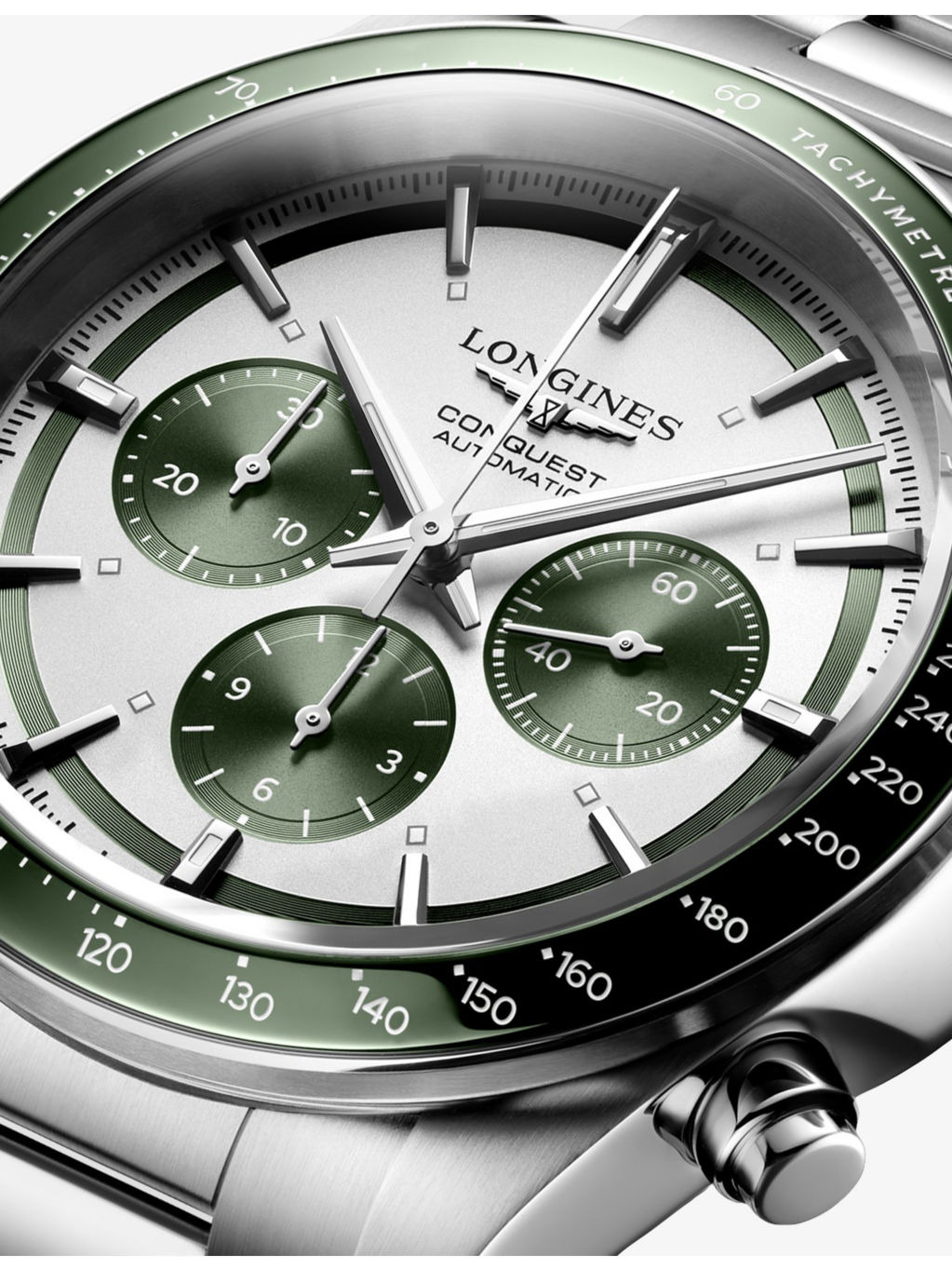 L3.835.4.02.6 Conquest Chronograph Ceramic Bezel Matt Green Stainless-Steel Automatic Watch - 4