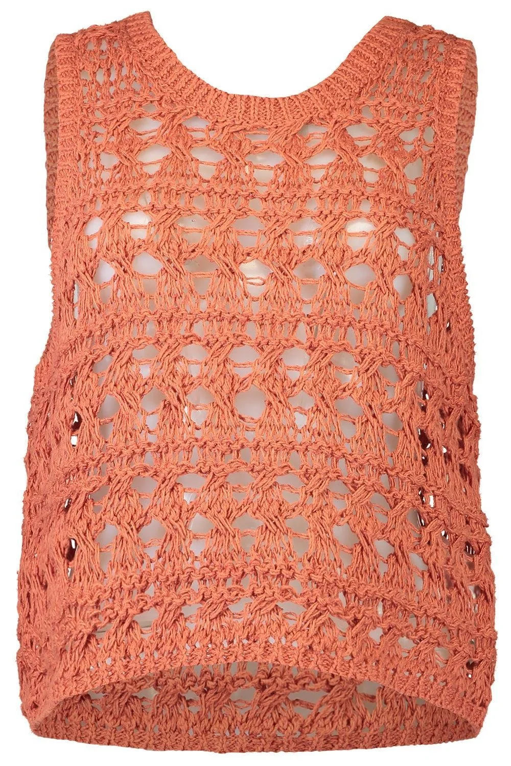 Open Work Knit Vest - 1