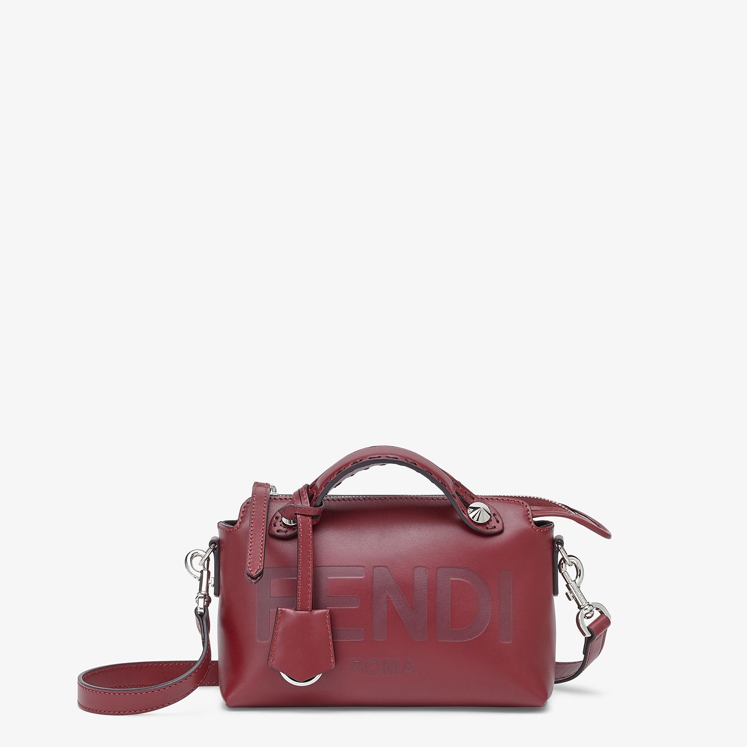 Burgundy leather Boston bag - 1