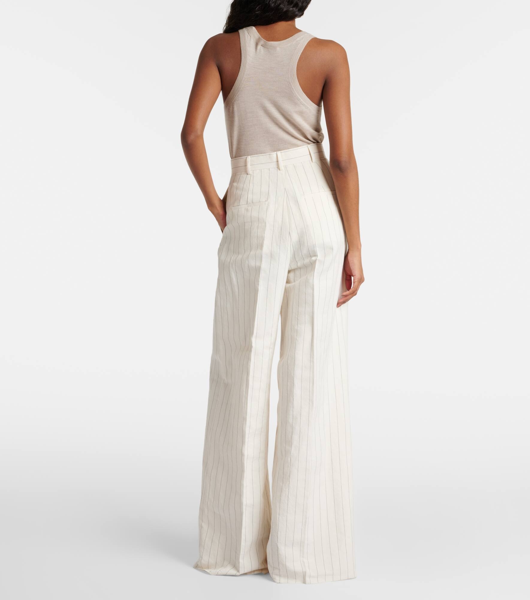 Giuliva pinstripe canvas wide-leg pants - 3