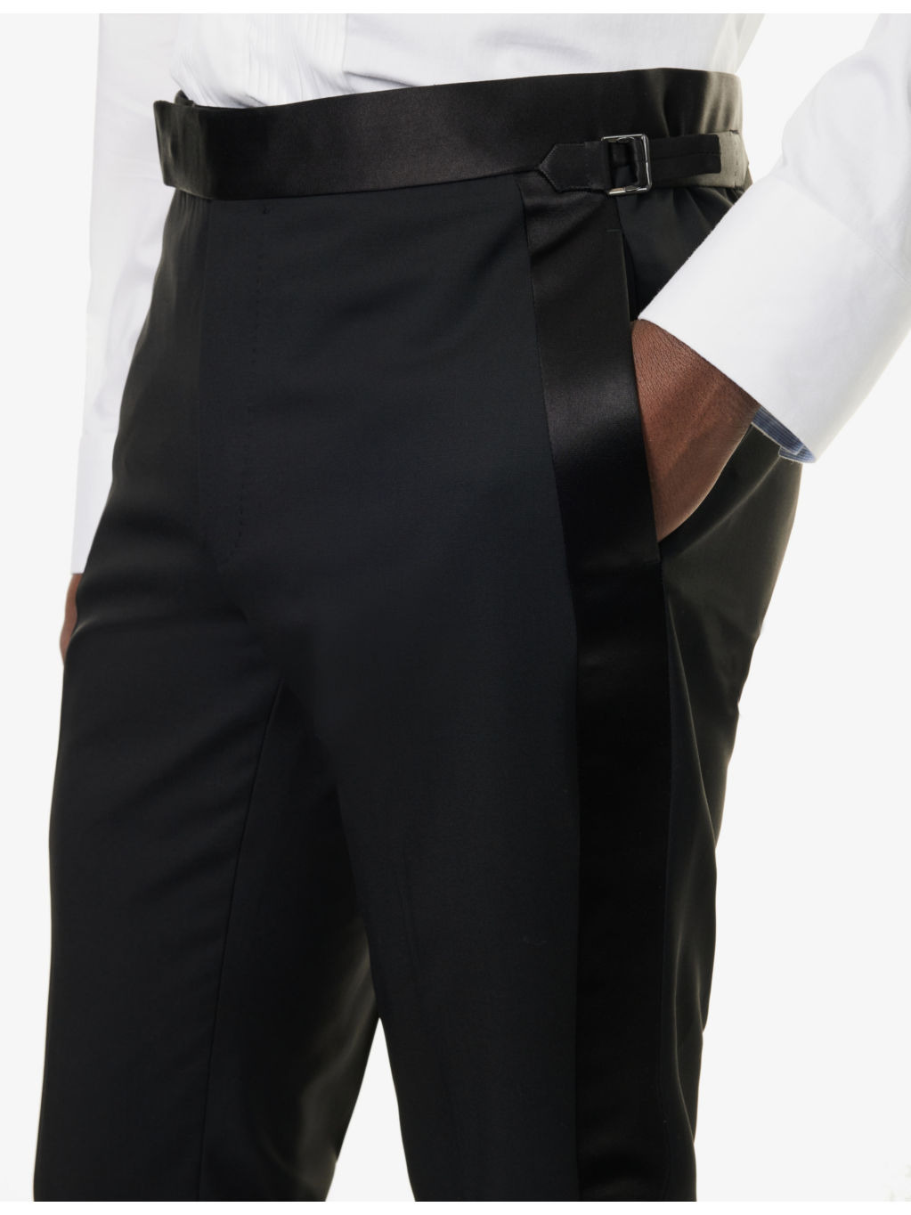 Adjustable-tab unhemmed straight-leg regular-fit wool trousers - 5