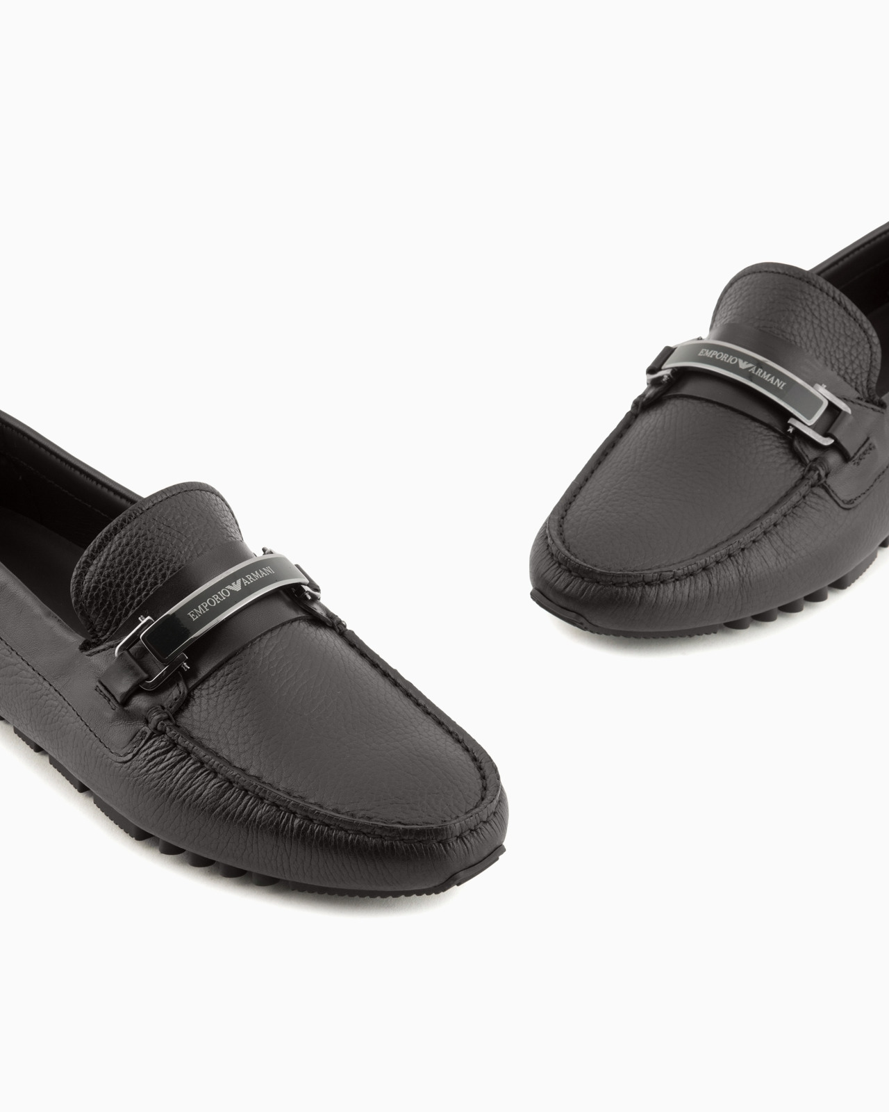 Pebbled leather driving loafers with stirrup bar - 5