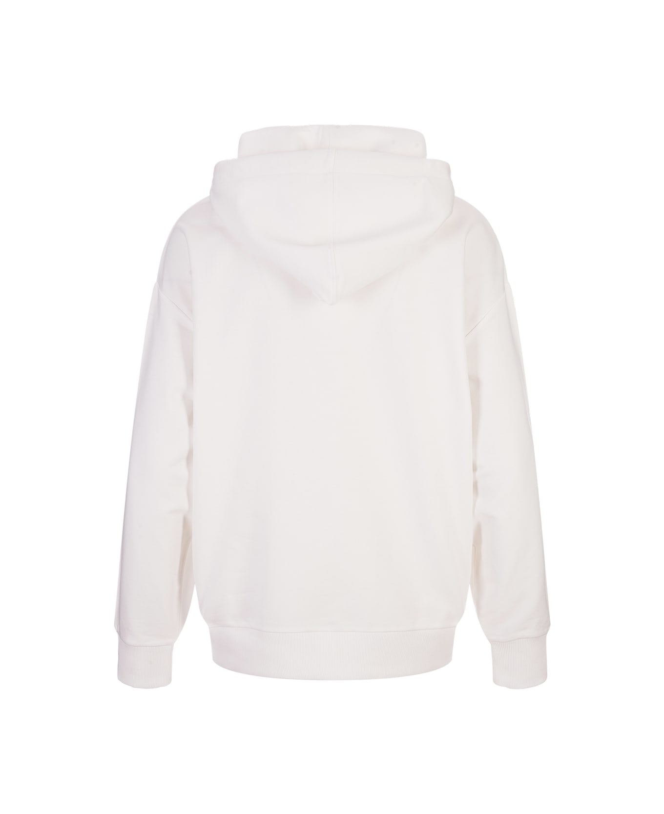 White Hoodie With Embroidered Lettering Logo - 2