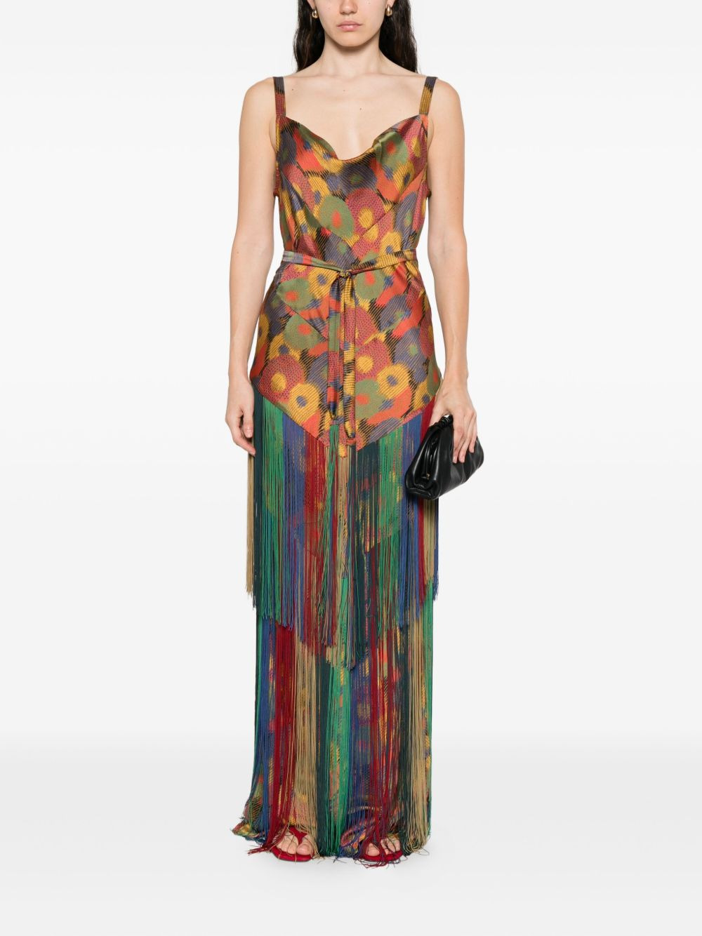 floral-print fringe dress - 2