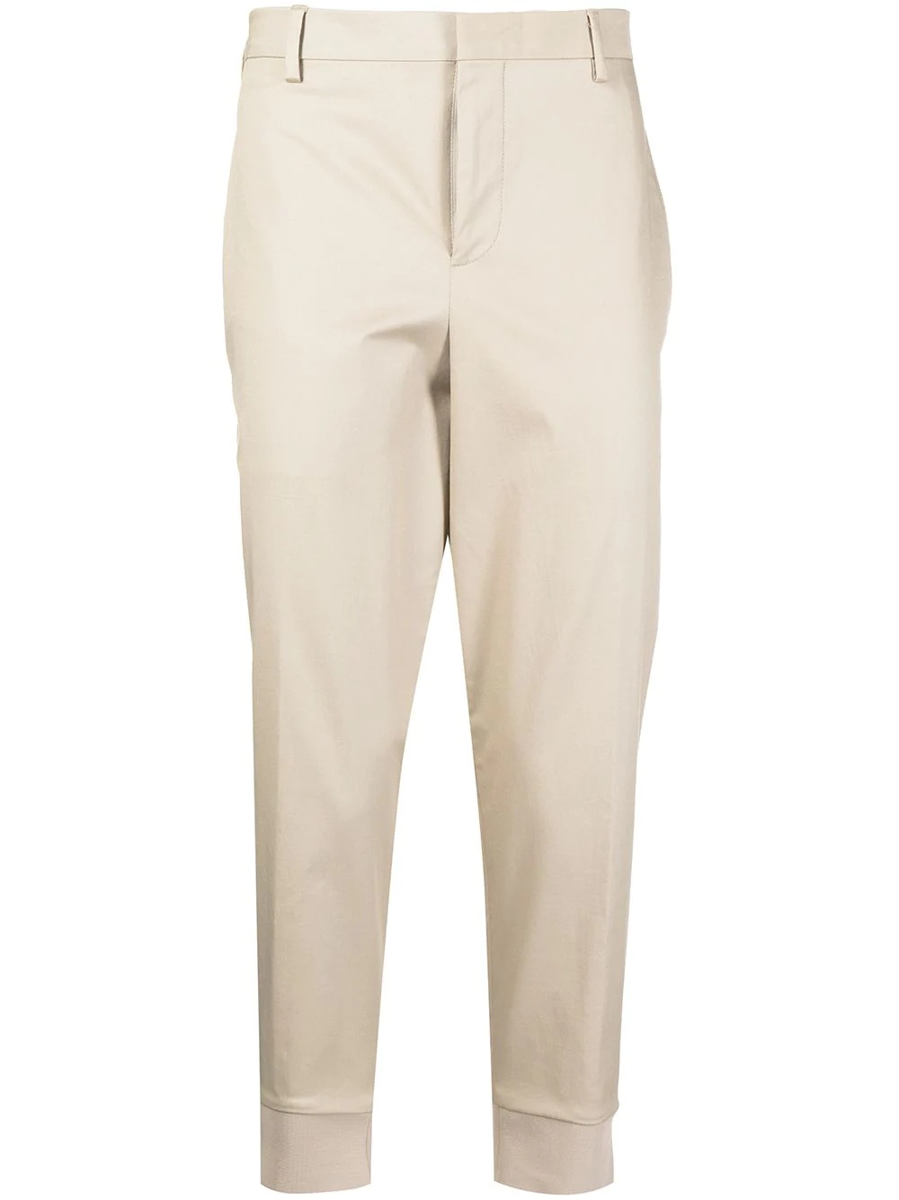 tapered-leg cotton trousers - 1