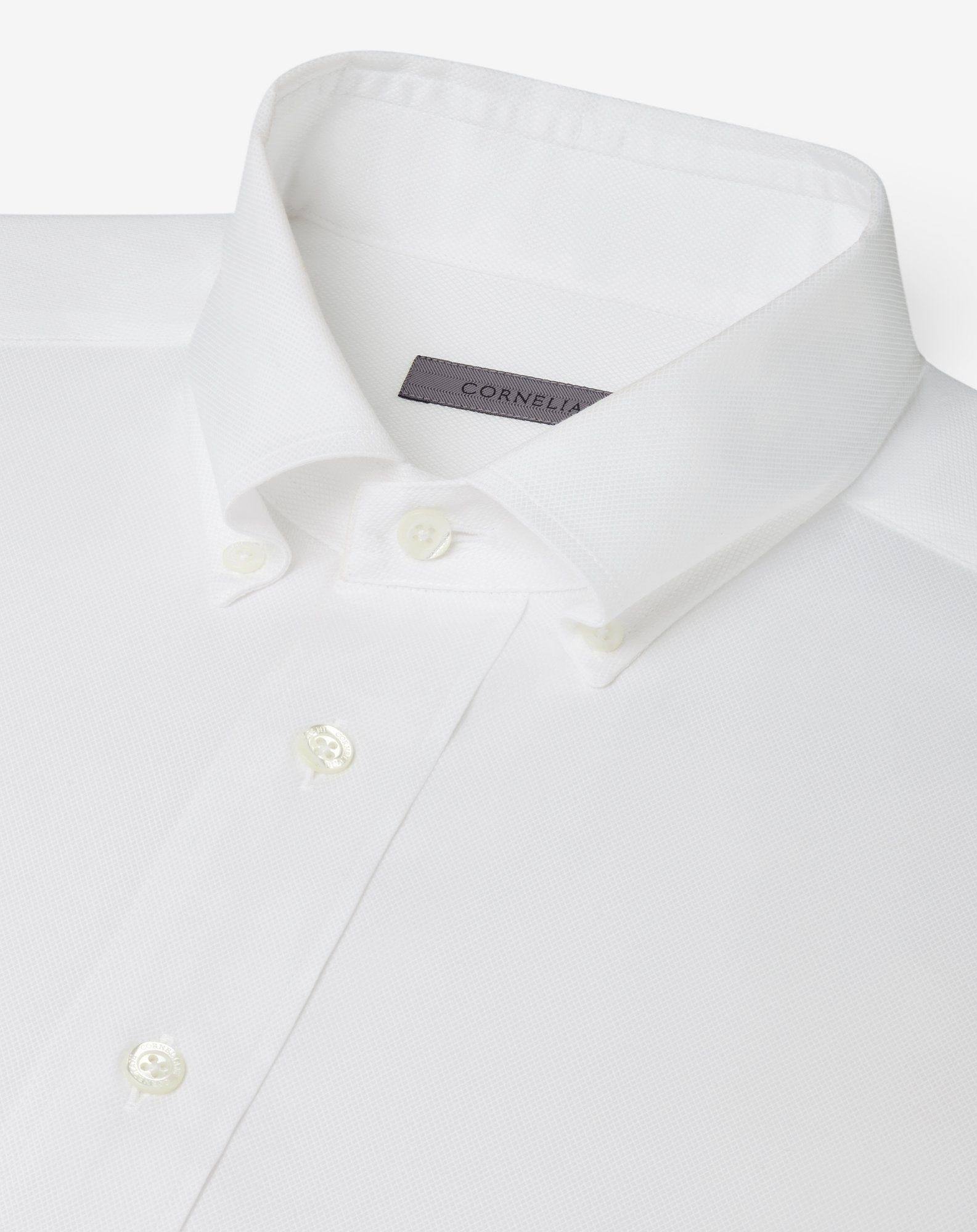White cotton shirt with honeycomb micro-pattern - 4