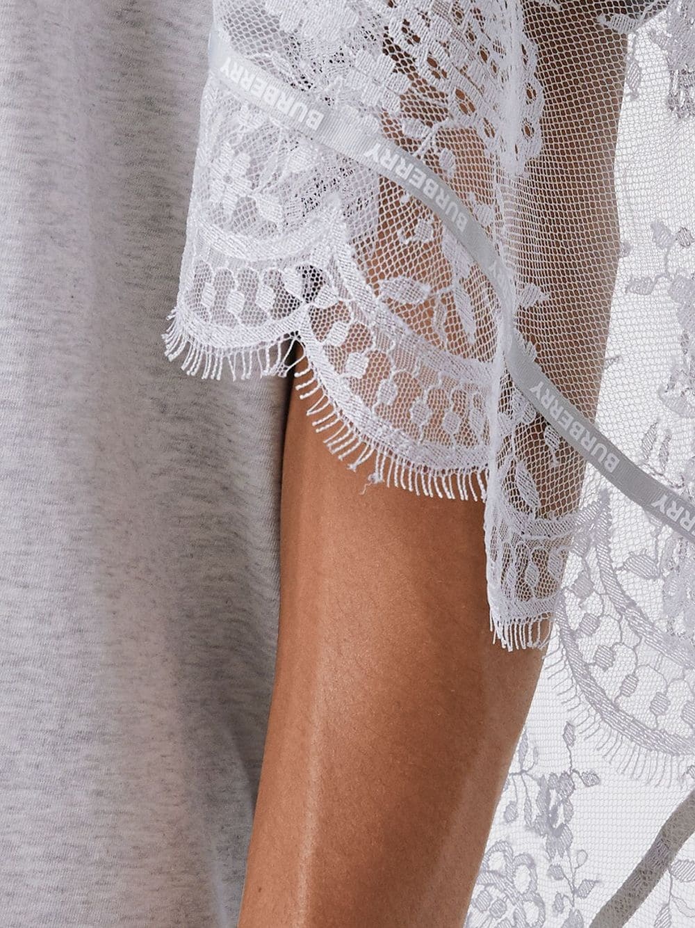 chantilly lace cape detail T-shirt - 5