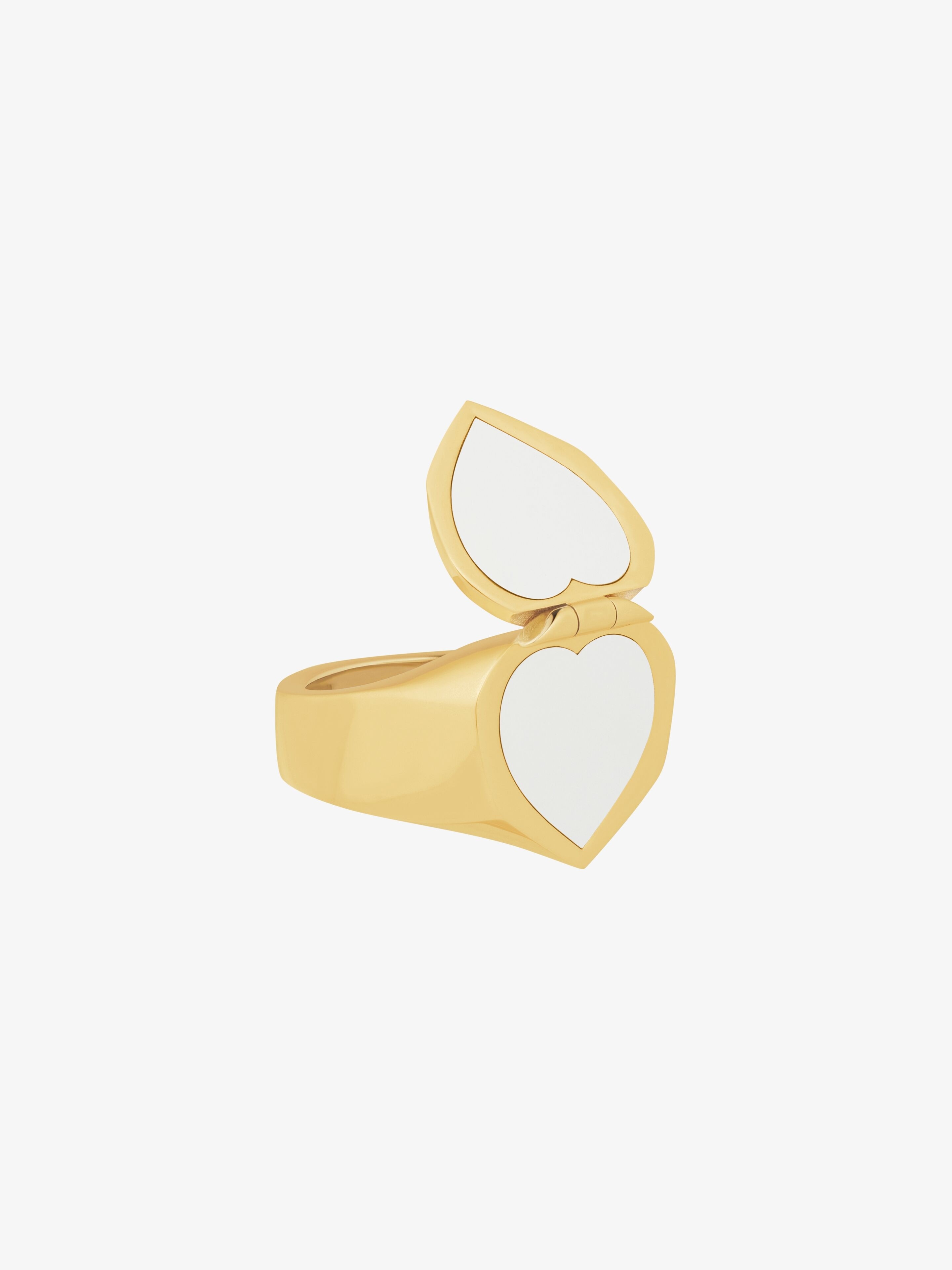 HEART MIRROR SIGNET RING IN METAL - 5