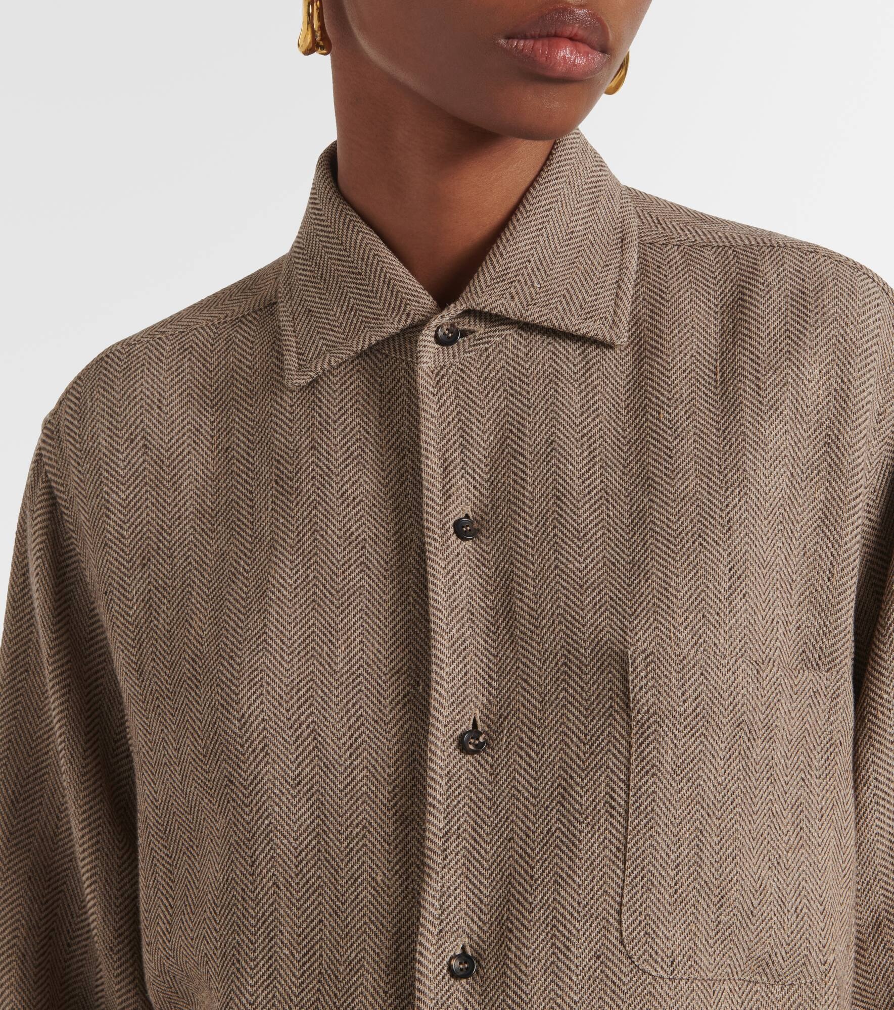 André chevron linen crêpe shirt - 4