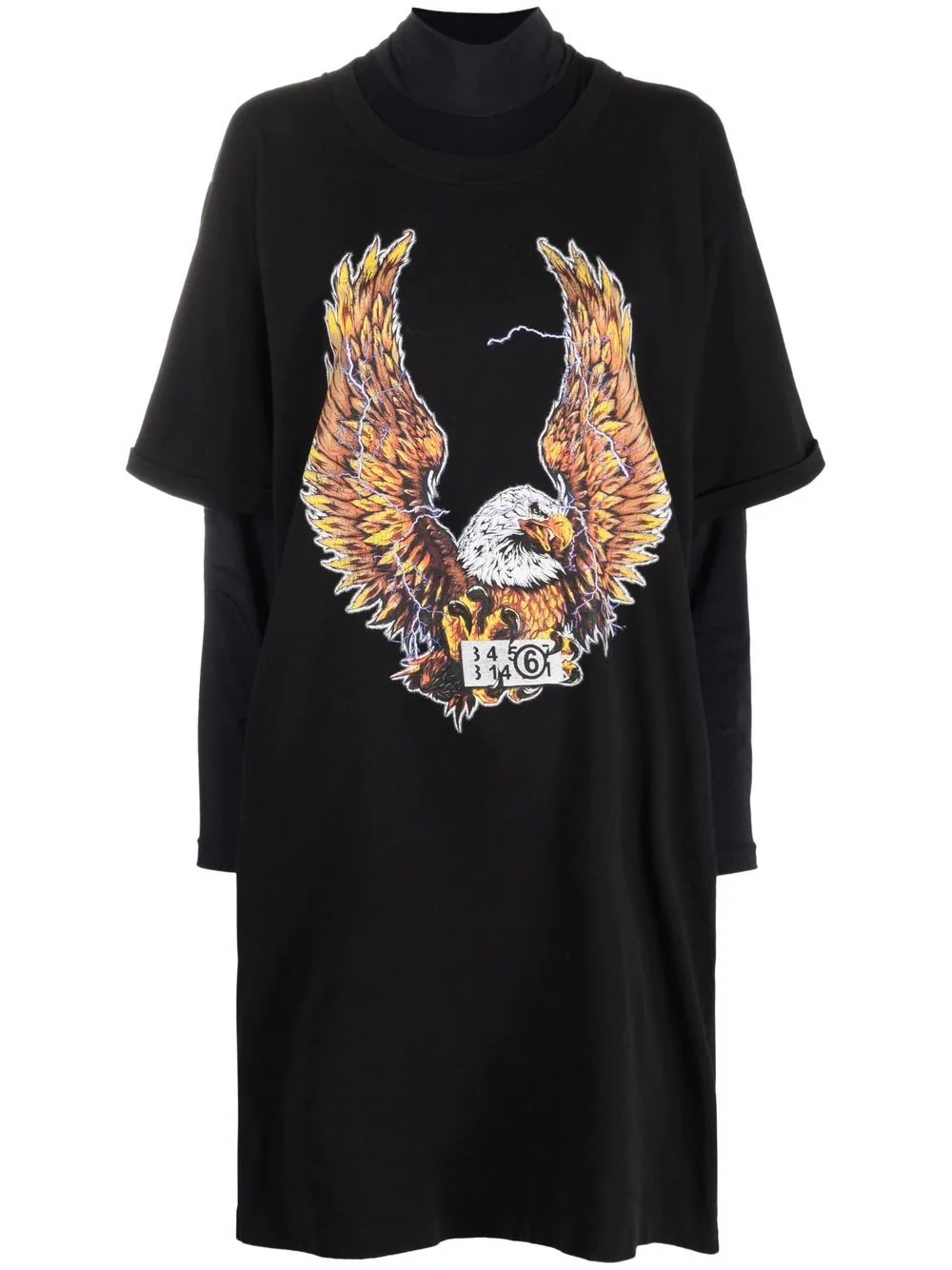 eagle print T-shirt dress - 1