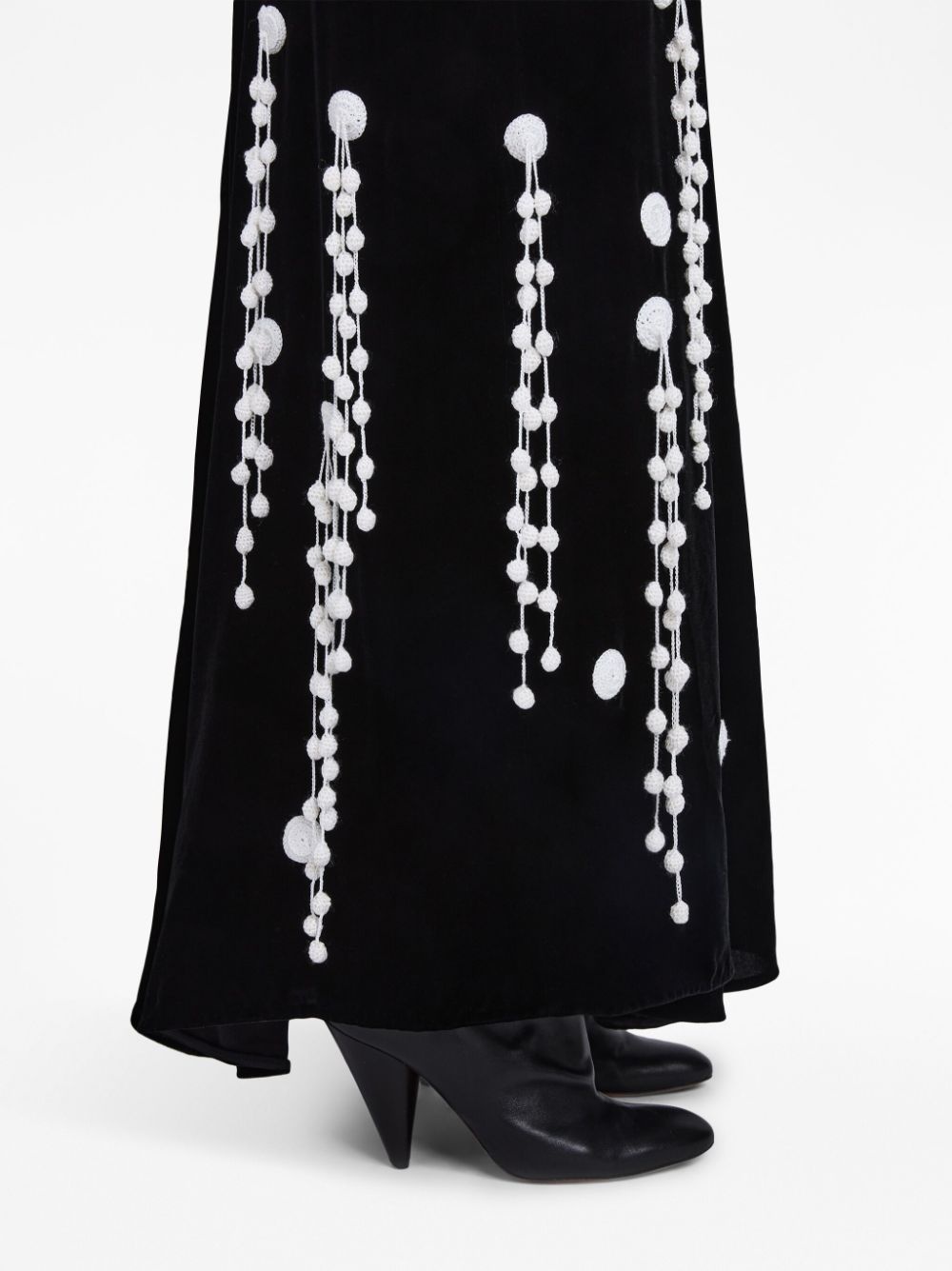 embroidered A-line velvet dress - 5