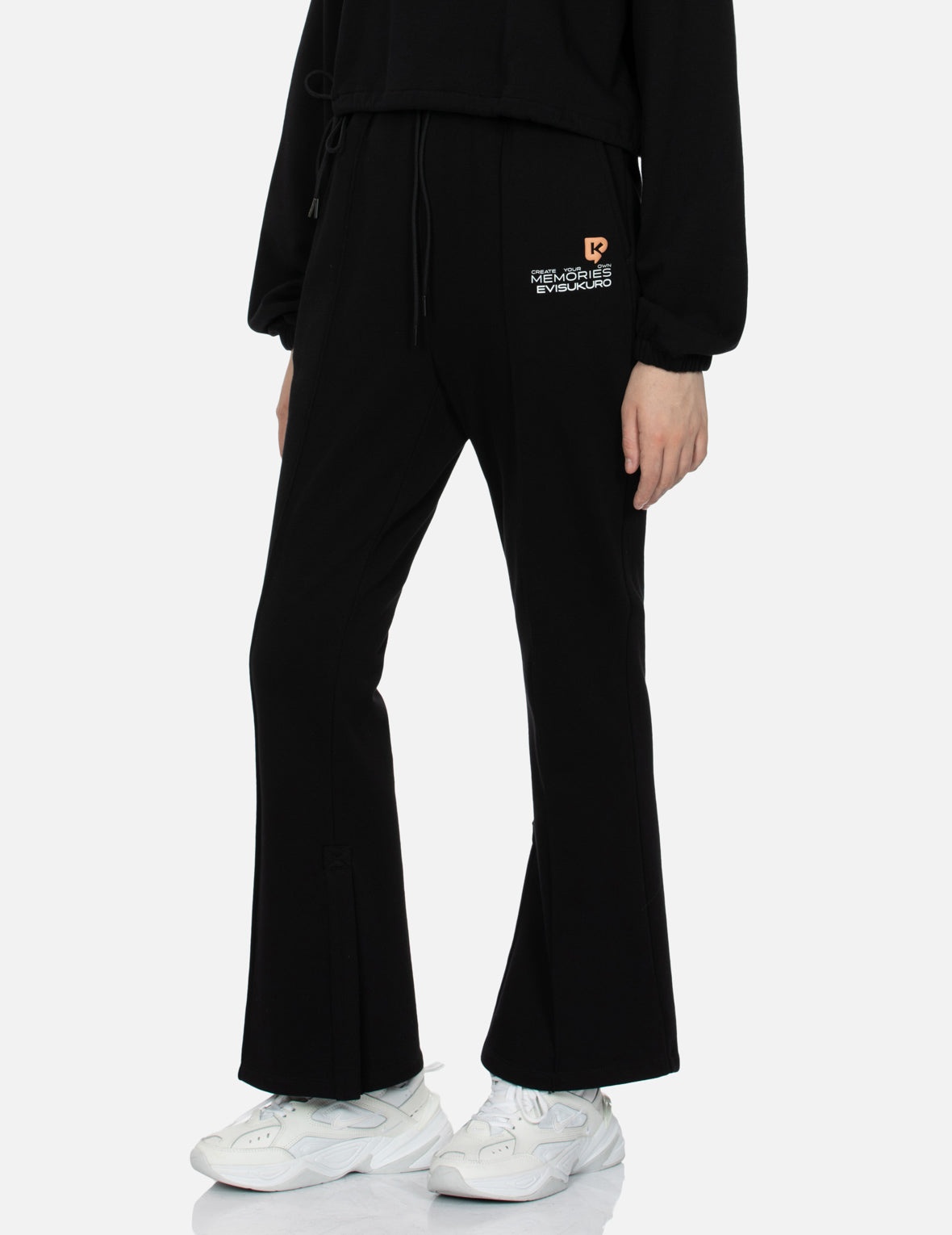 Slogan Print Fashion Fit Flared Sweatpants - 7