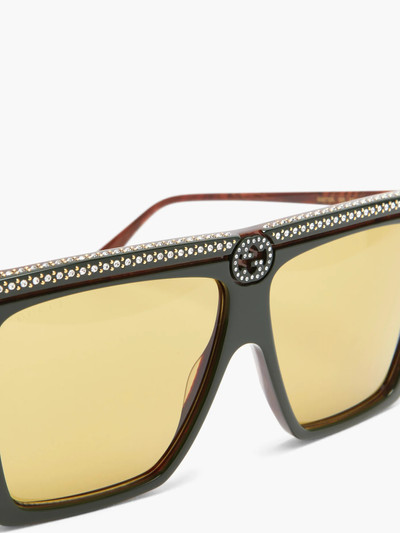 GUCCI GG-crystal flat-top acetate sunglasses outlook