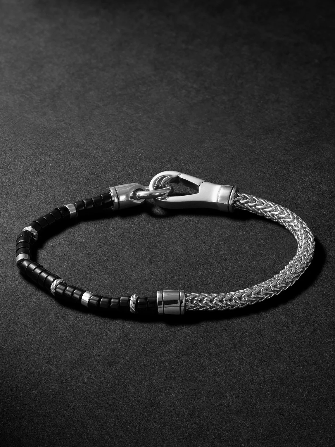 Heishi Sterling Silver and Onyx Beaded Bracelet - 1