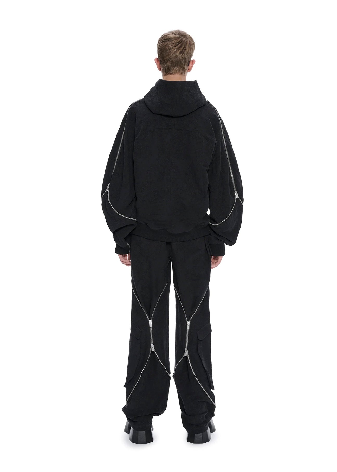 BLACK PUNCTURED CARGO TROUSER - 9